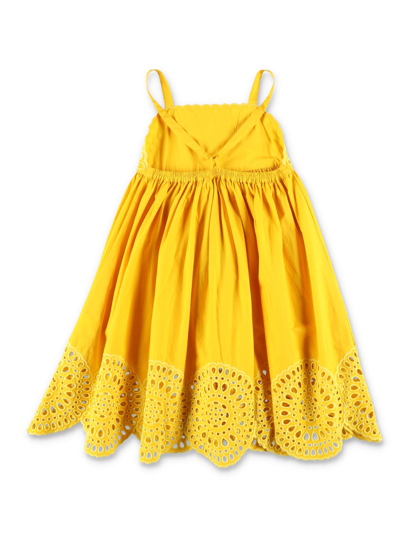 Shop Stella Mccartney Broderie Anglaise Cami Dress In Mustard Yellow