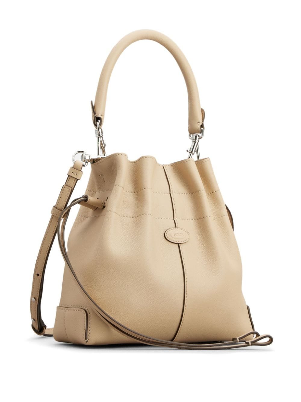 Shop Tod's Di Bag Drawstring Bucket Bag In Beige