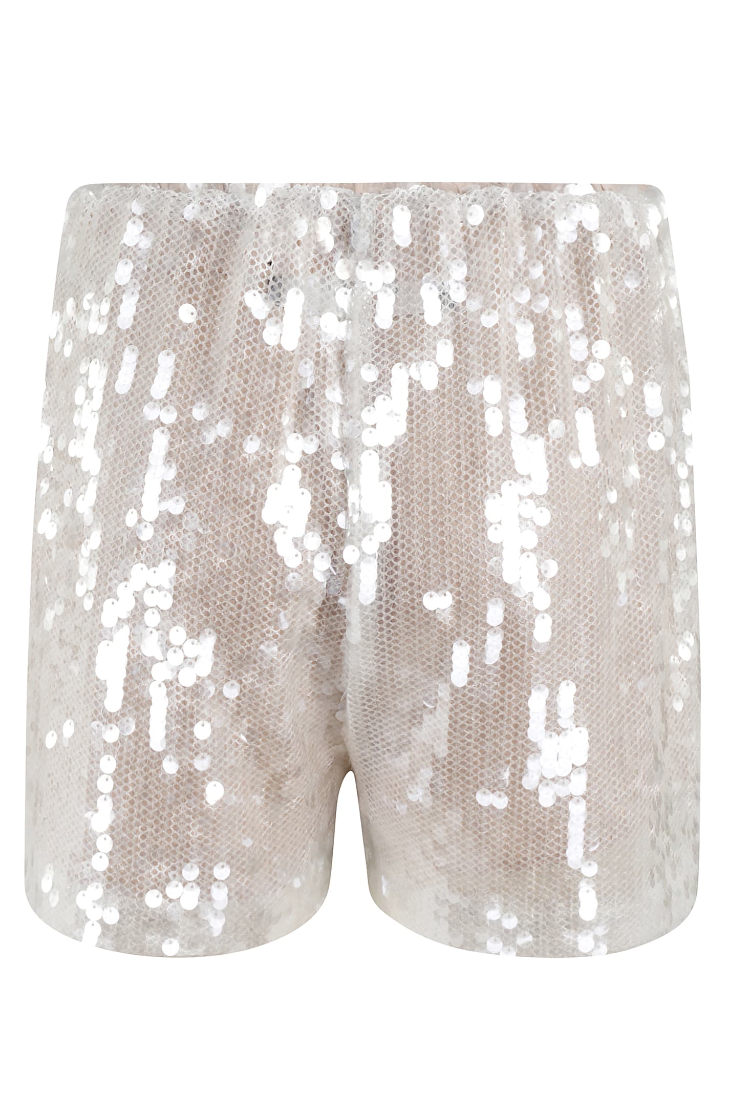 Federica Tosi Metallic Sequin Shorts With Net Design