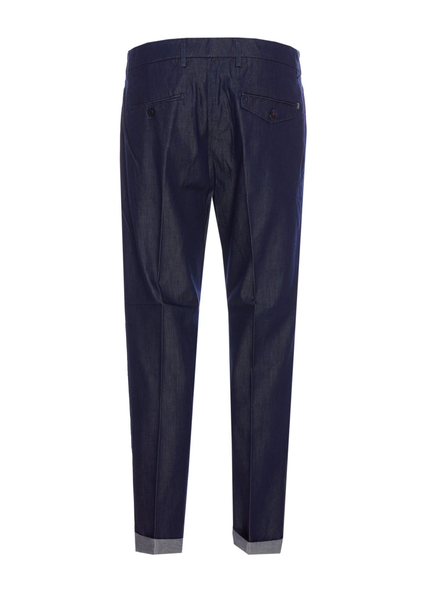 Dondup Tailored Trousers With Front Pleats And Cuffs In Blu