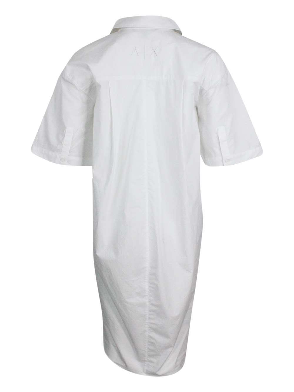 Shop Armani Collezioni Dress Made Of Soft Cotton With Short Sleeves, With Collar And 4 Button Closure. Side Slits On The Bo In White