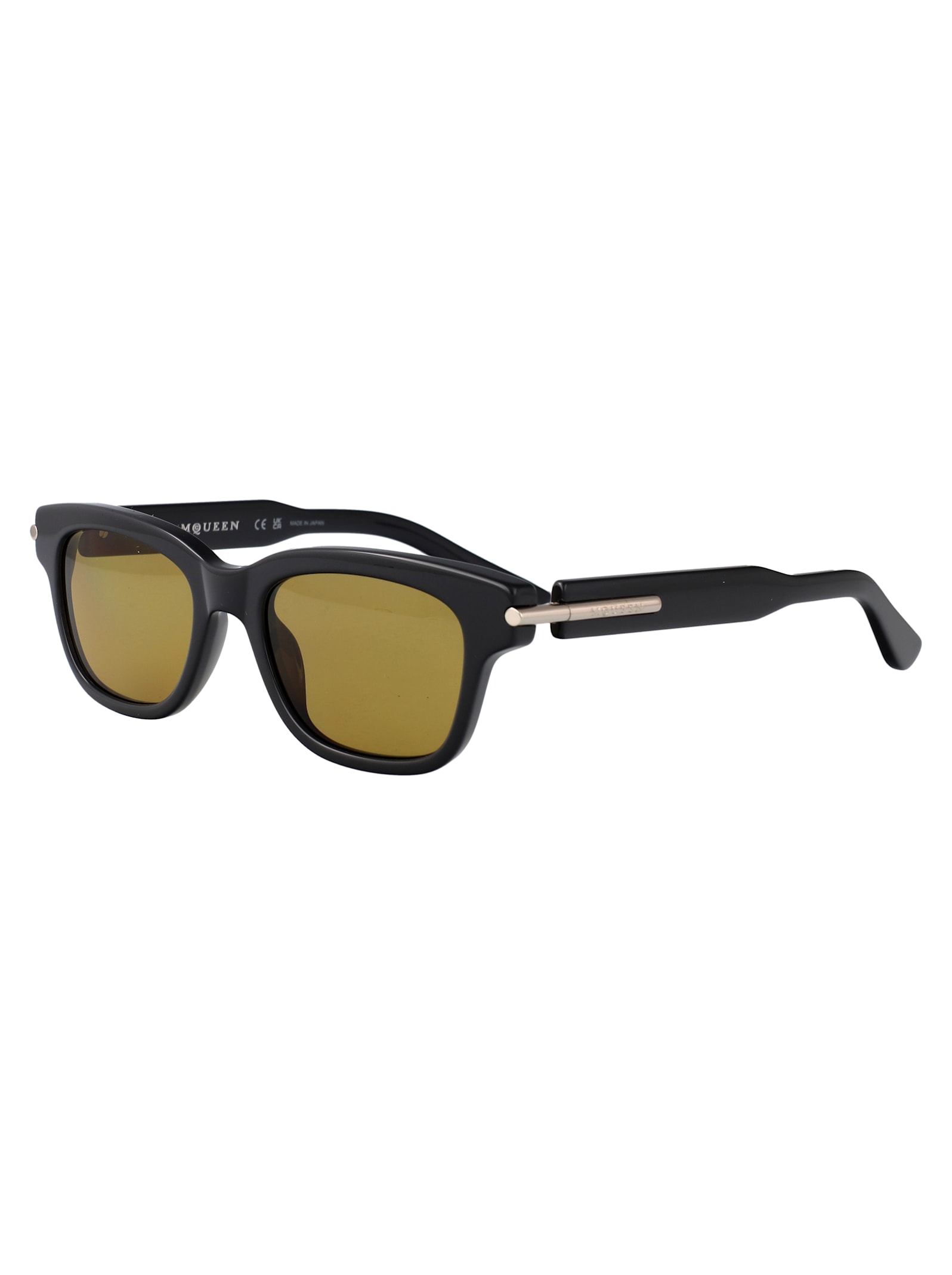 Alexander Mcqueen Grey-grey-yellow Recycled Acetate Sunglasses In Neutral