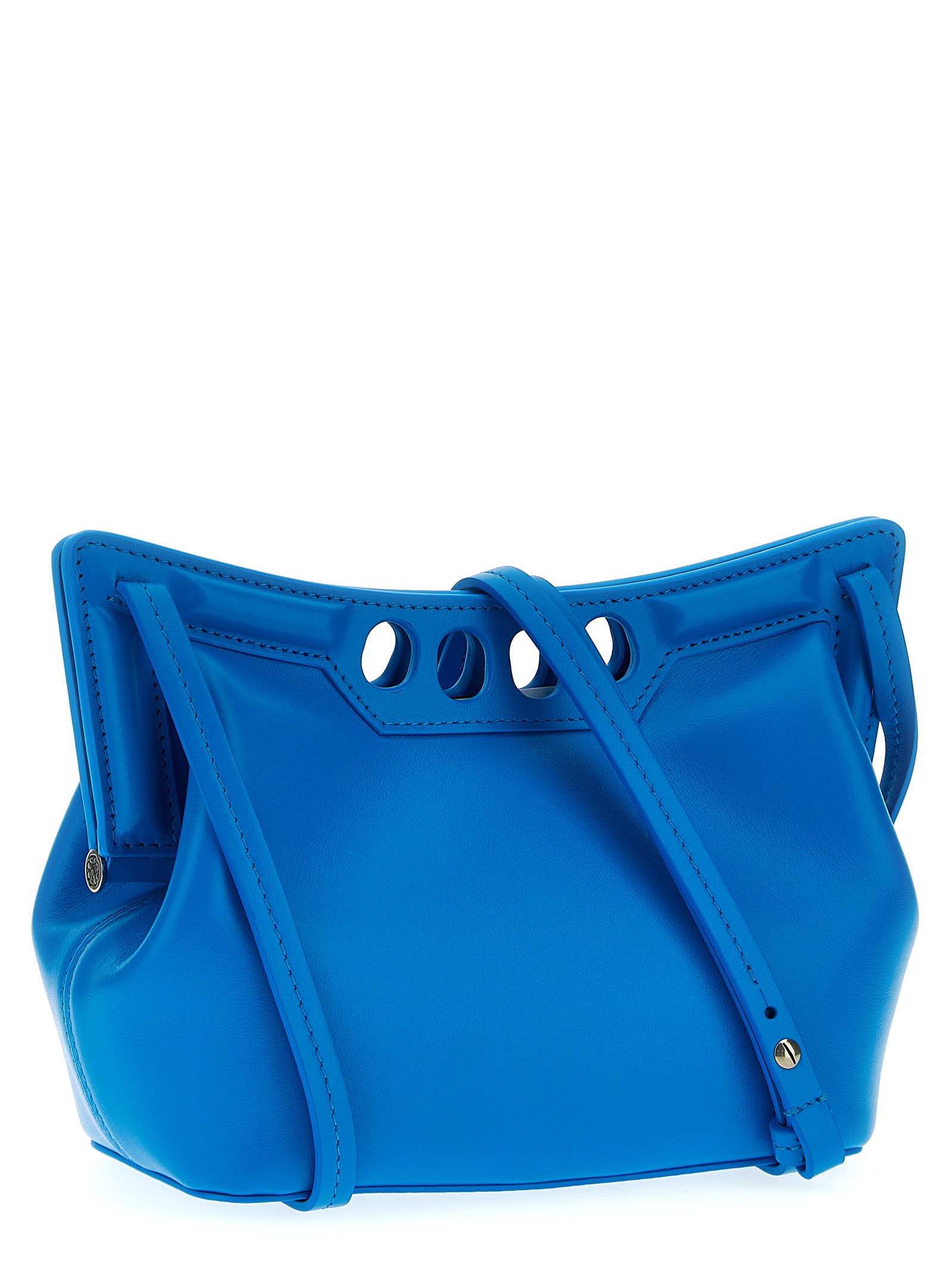 Alexander Mcqueen Light Blue Peak Mini Shoulder Bag In Blu