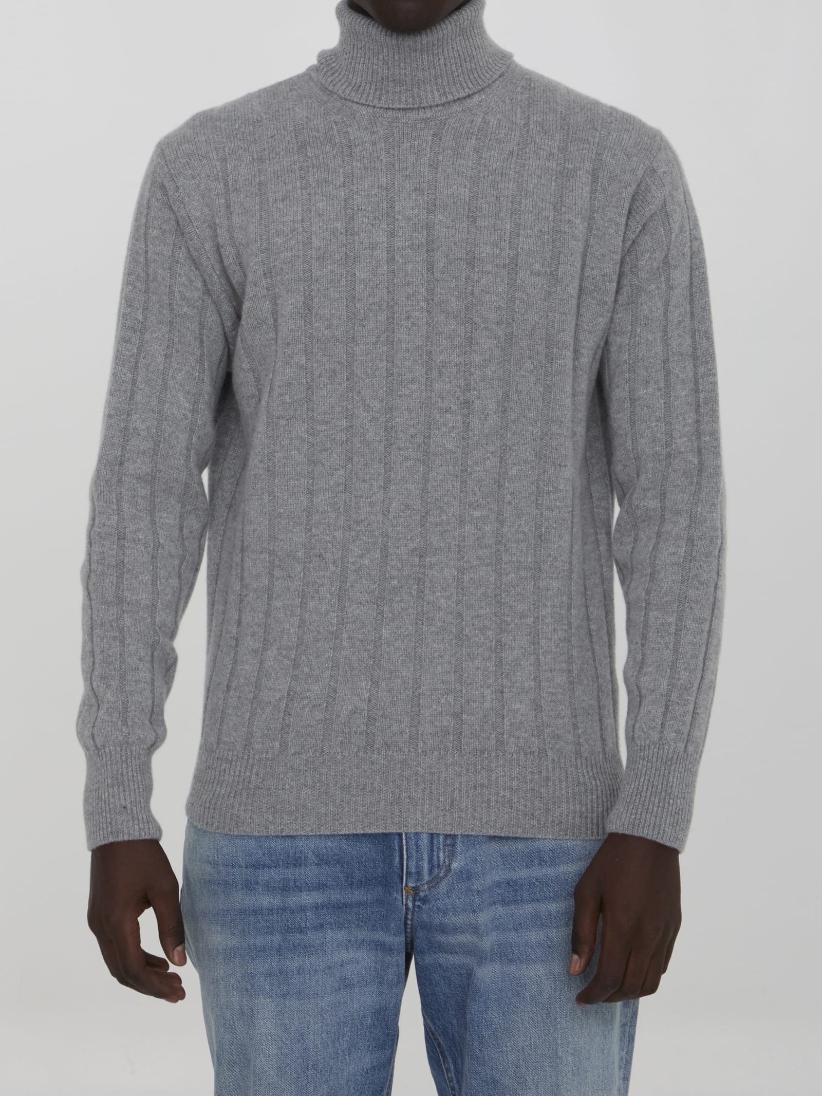 Shop Lardini Wool And Cashmere Sweater In Grey