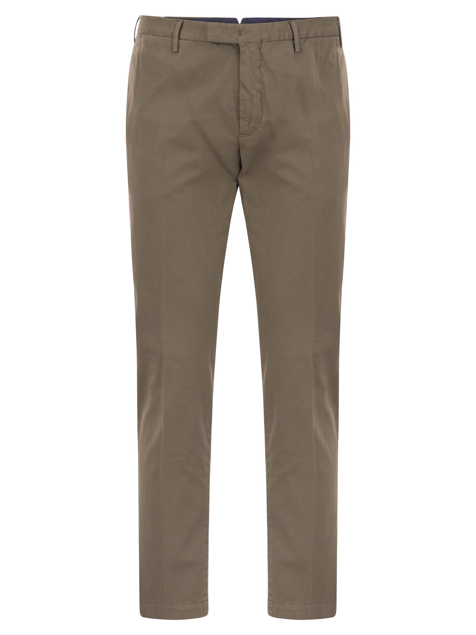 Shop Pt01 Superslim Trousers In Cotton And Silk In Brown