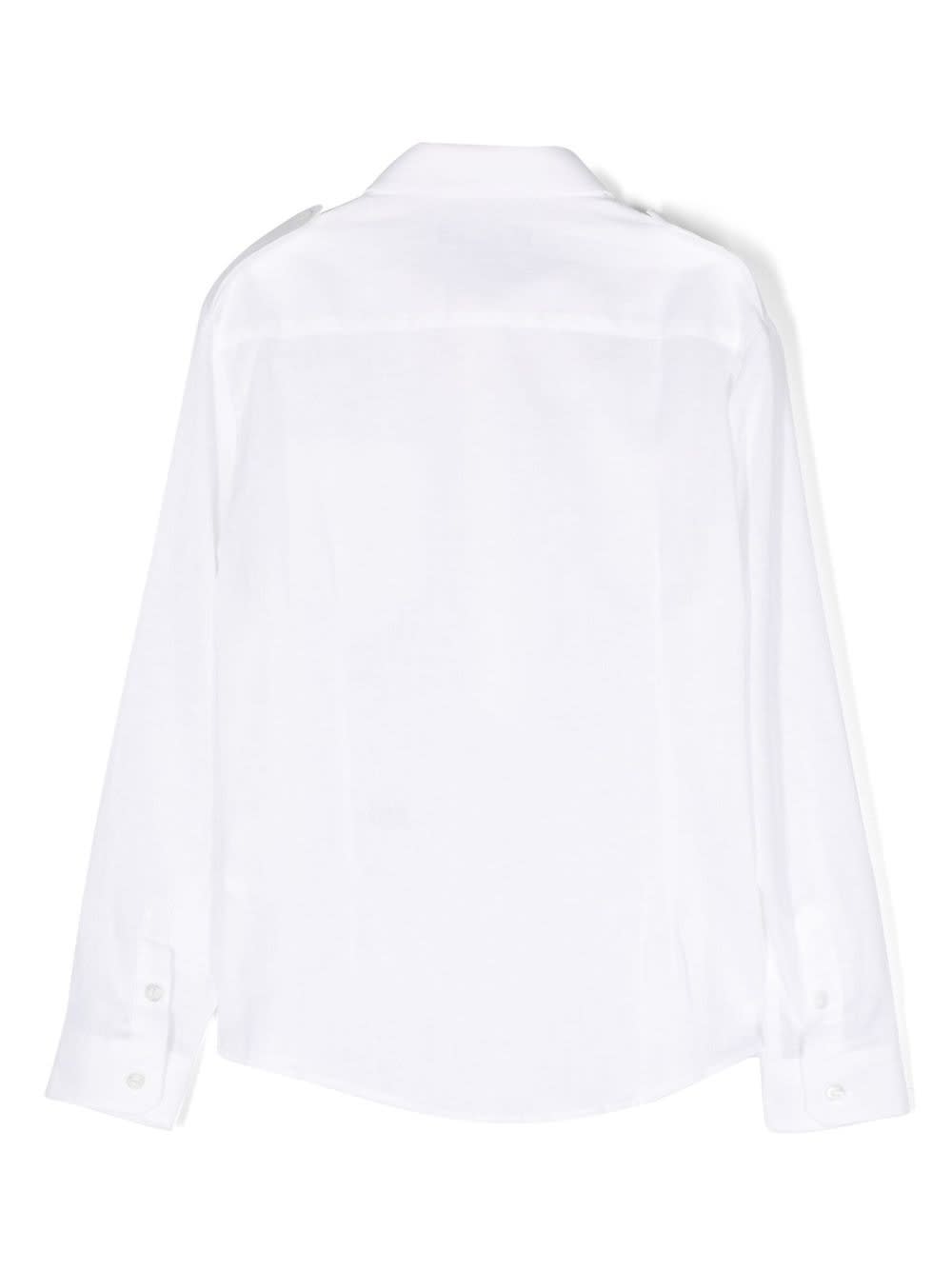 Shop Daniele Alessandrini Long-sleeved Shirt With Logo Plaque In White