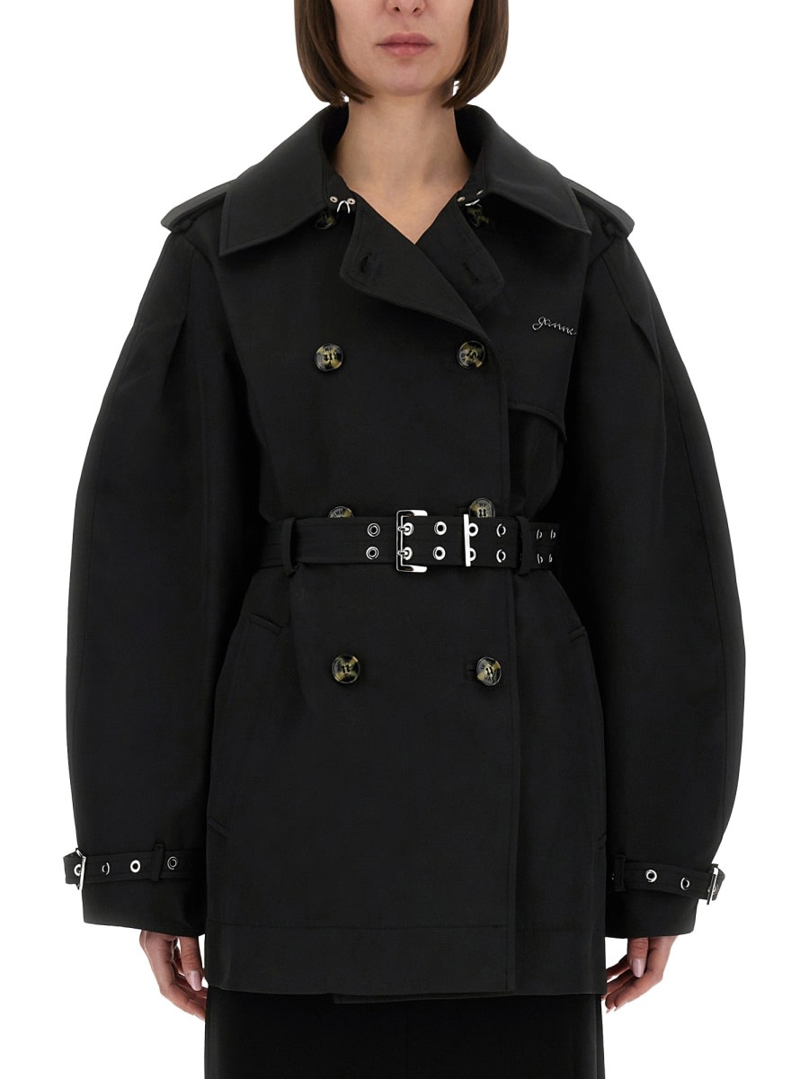 Ganni Twill Midi Trench Buckle