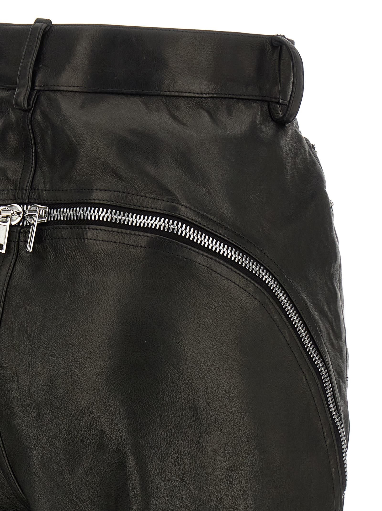 Rick Owens Bolan Banana Zip-detail High-waisted Leather Trousers In Black
