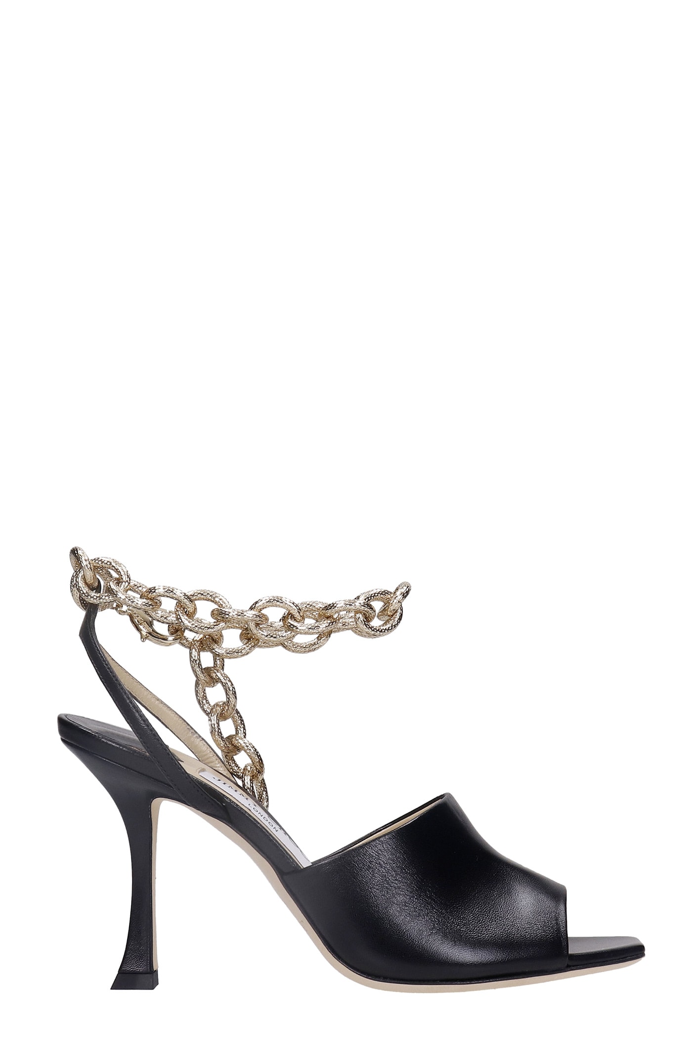 Buy Jimmy Choo Sae Sandals In Black Leather online, shop Jimmy Choo shoes with free shipping