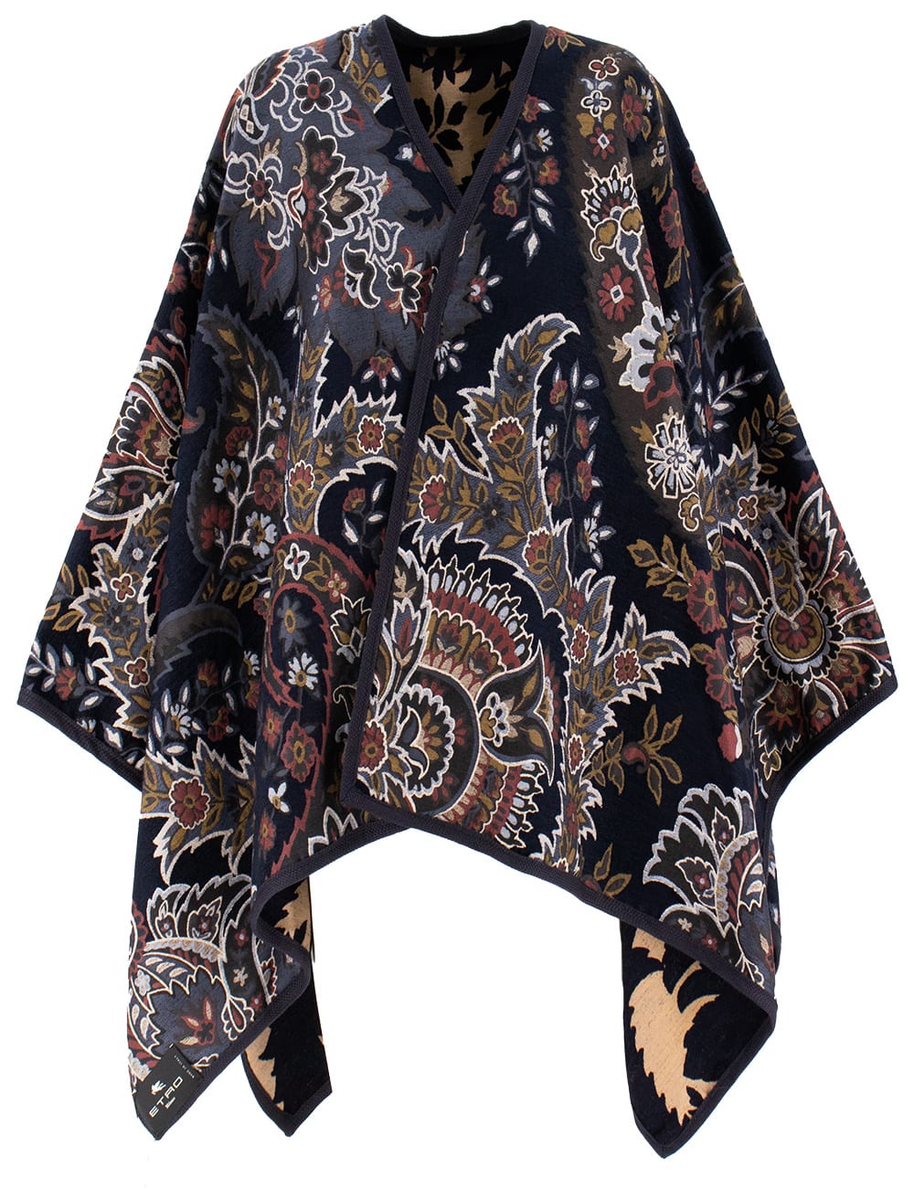 Shop Etro Cape In Multicolor On Blue Base