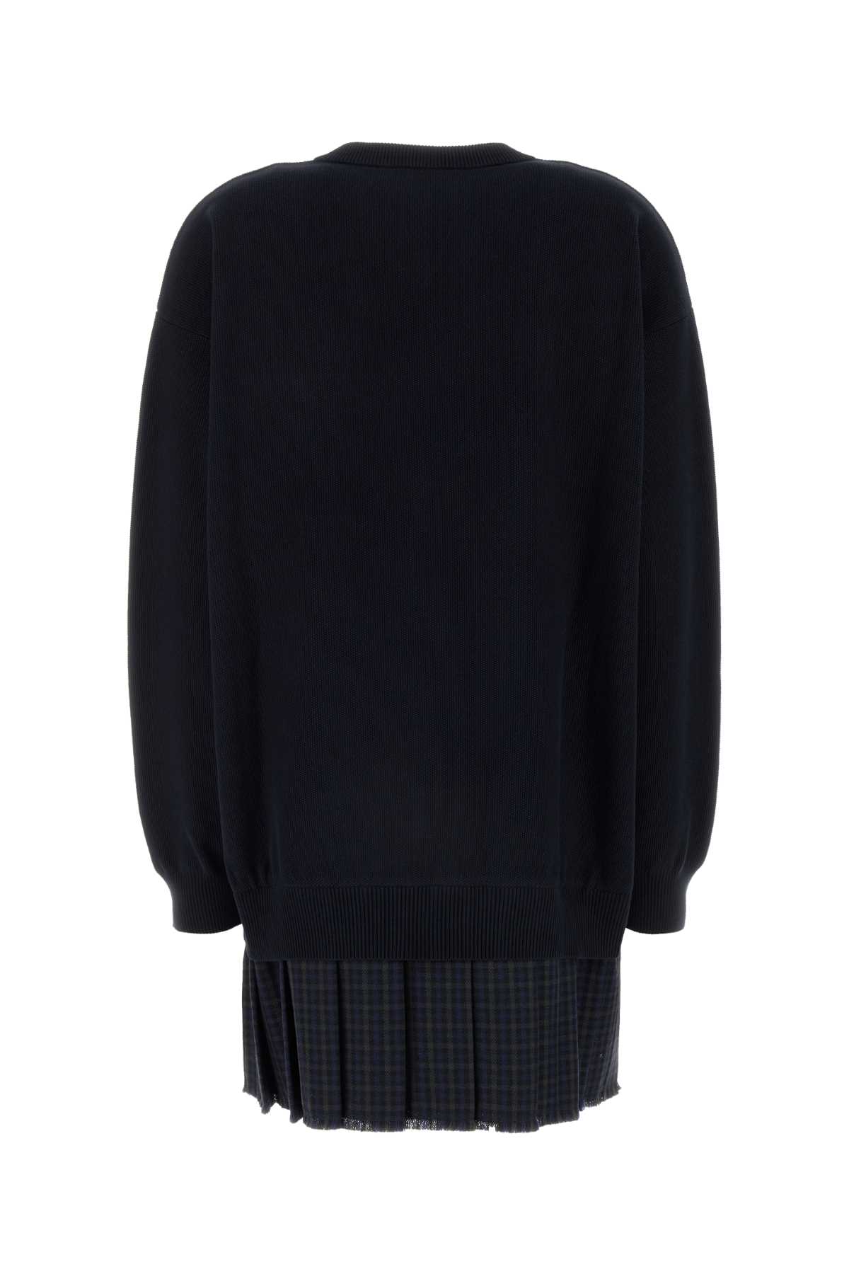 Shop Balenciaga Dark Blue Cotton Sweater Dress In Navy