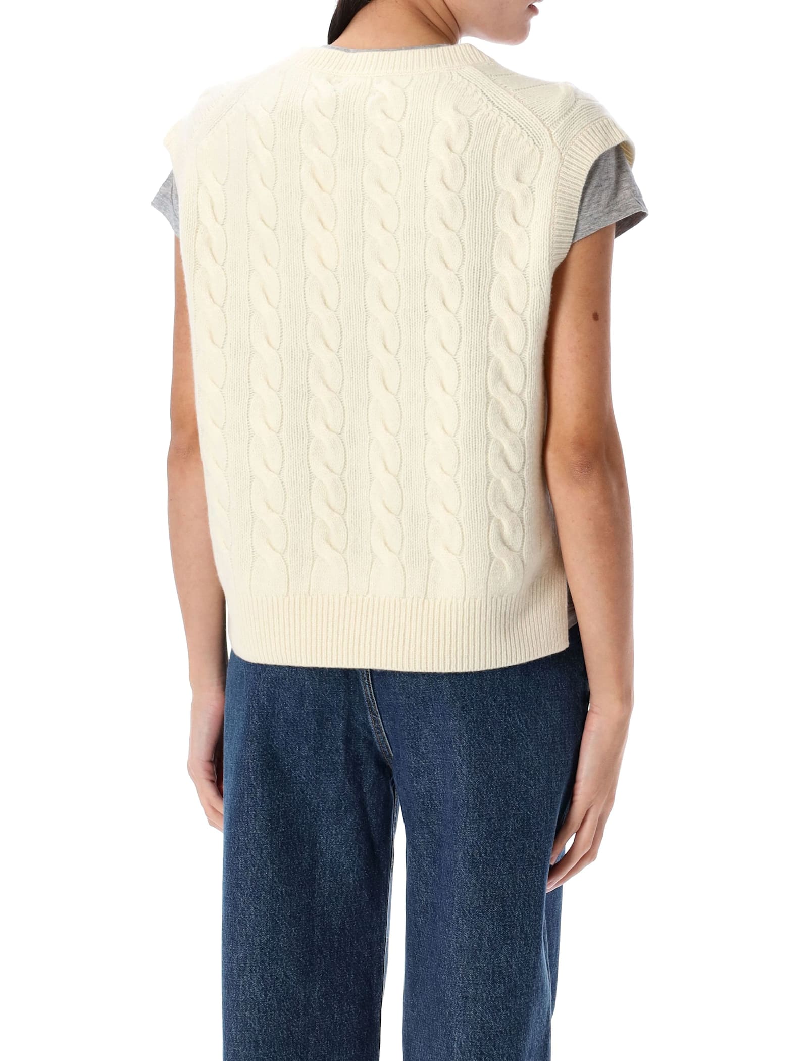 Ralph Lauren Cable Knit Sleeveless Jumper In White