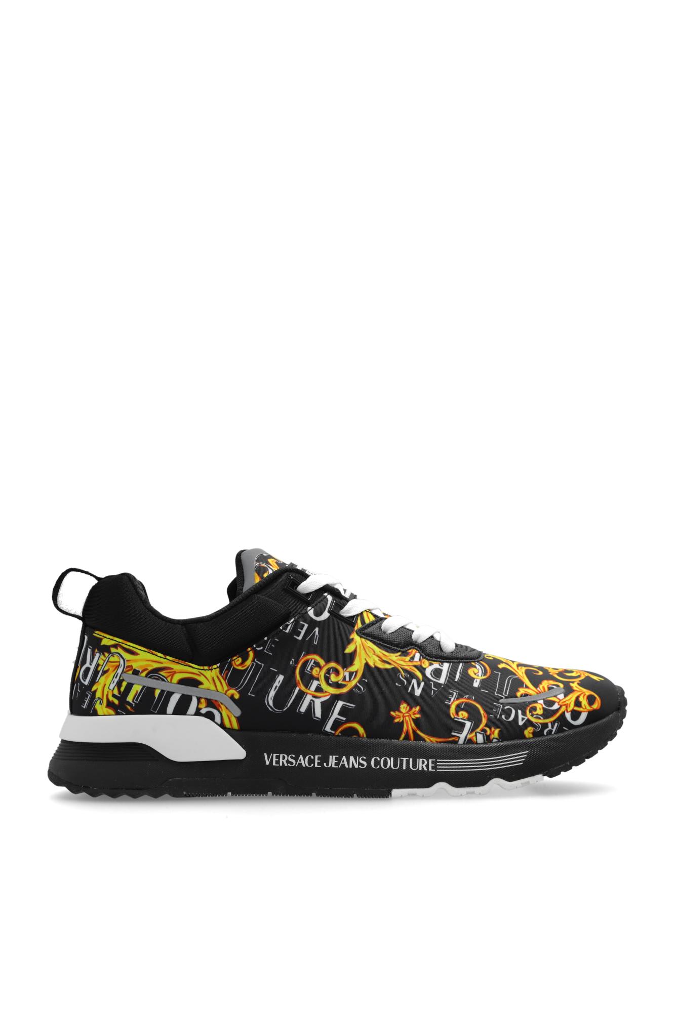 Shop Versace Jeans Couture Sneakers With Logo In Black