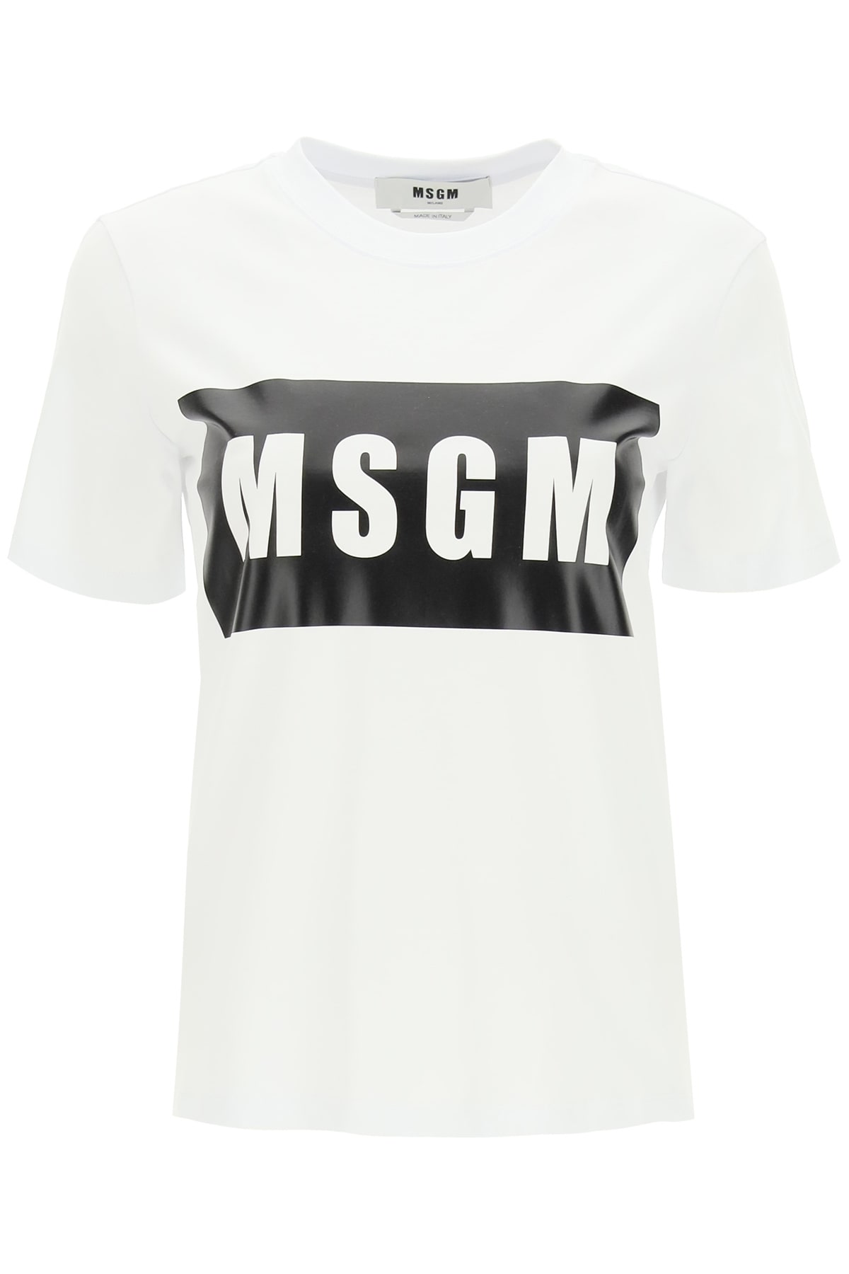 Msgm Logo Print Crewneck T-shirt In Optical White (white)
