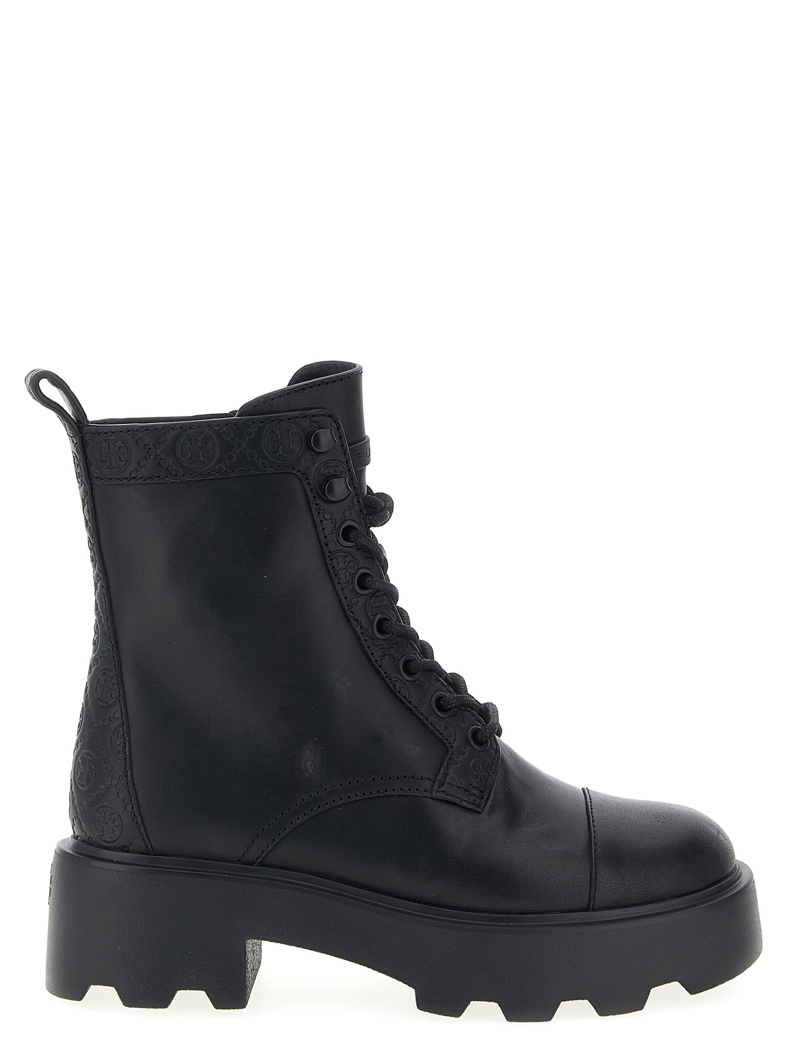 Tory Burch Amphibian Boots With Chunky Sole And Pull Tab In Black