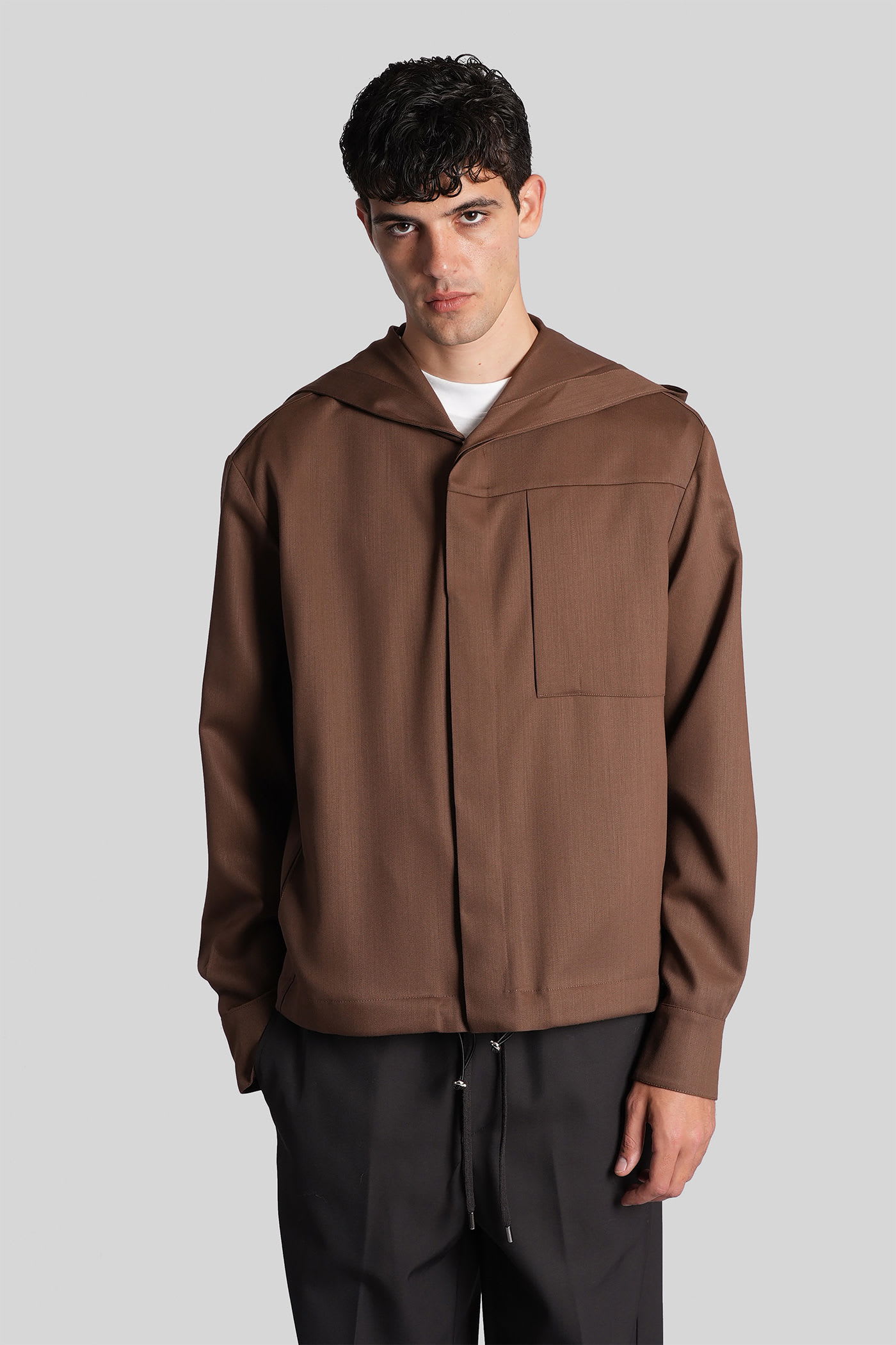 Costumein Hoodie T Casual Jacket In Brown Wool In Brown