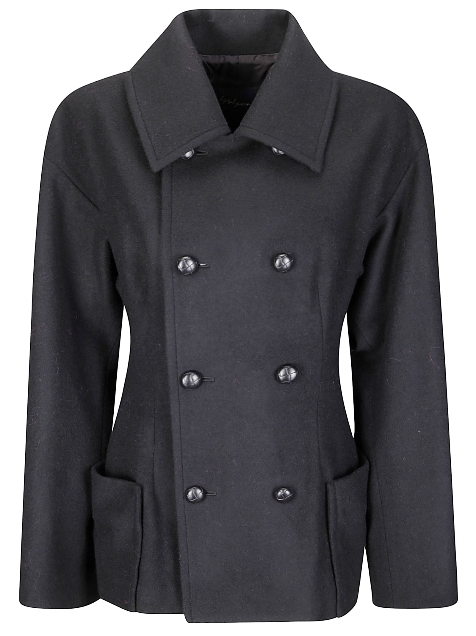 Yohji Yamamoto Double-breasted Coat In Black