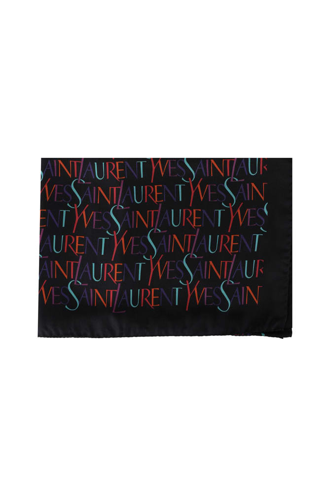 SAINT LAURENT SCARF IN SILK WITH PRINTED LOGO SIGN