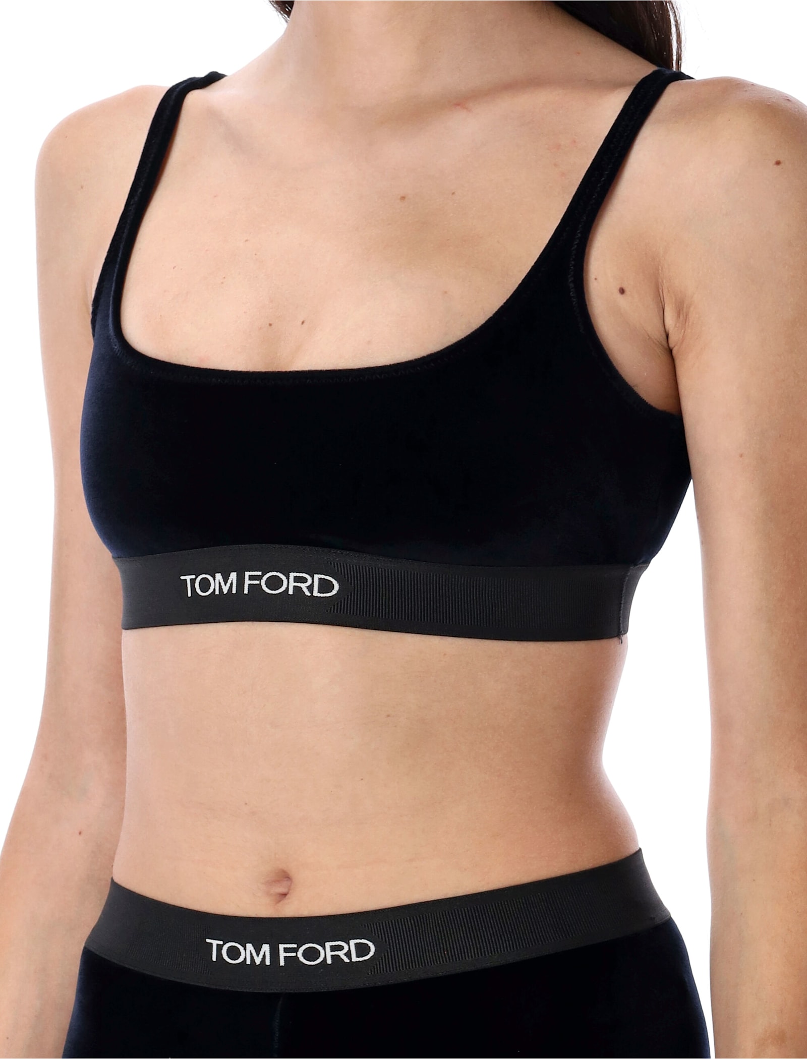 Tom Ford Stretch Velvet Bralette In Blue