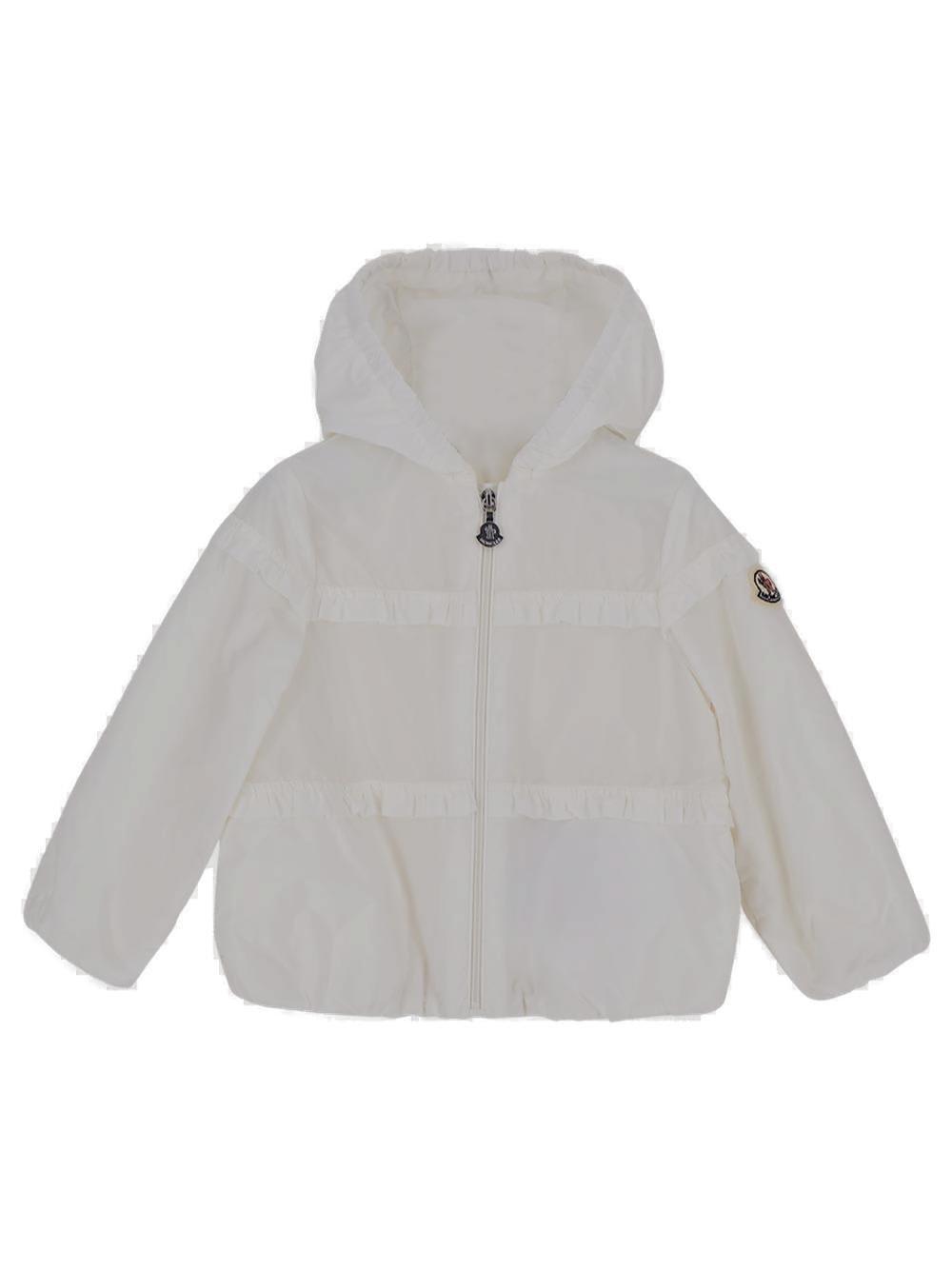 Moncler Kids' Logo Patch Hooded Jacket In White