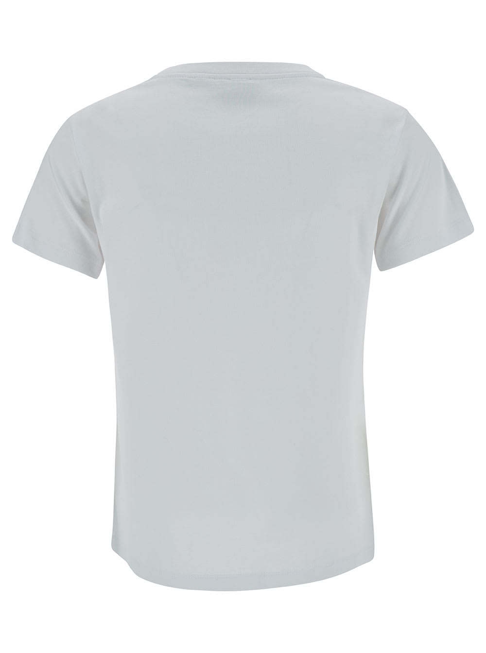 Shop Pinko White Crewneck T-shirt With Logo Print In Cotton Woman