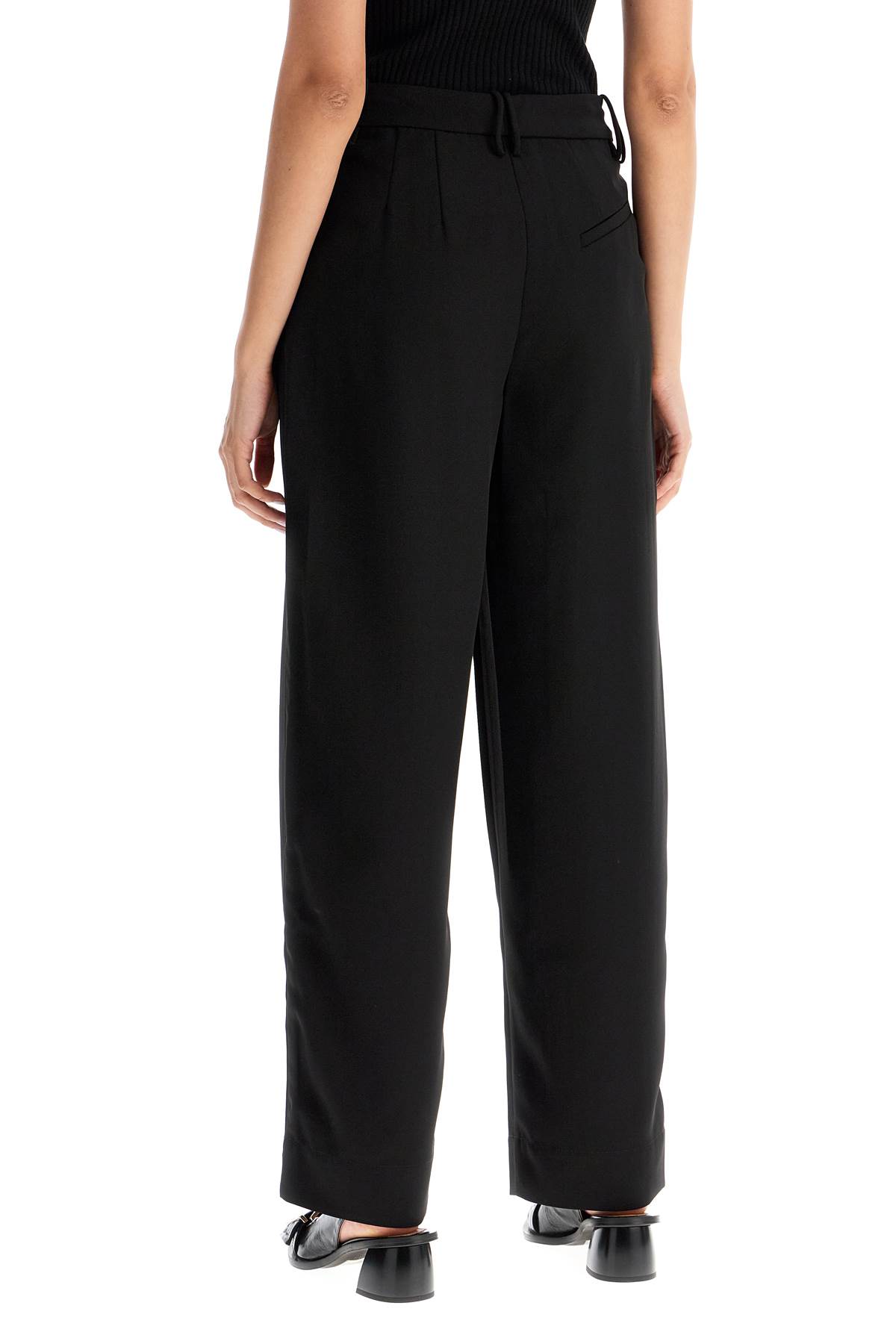 Shop Ganni Lightweight Pants With Pleats In Black