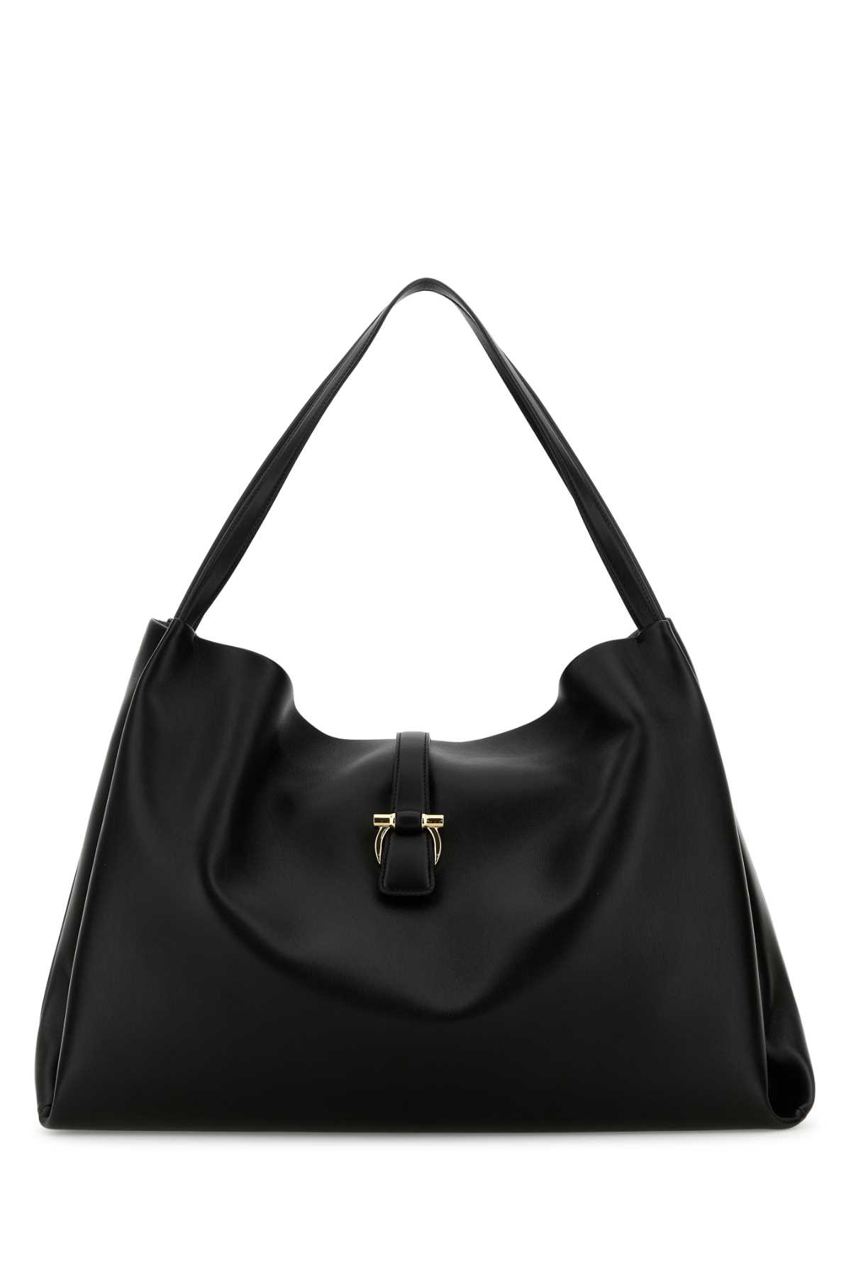 Shop Ferragamo Black Leather Large Shopping Bag In Nero