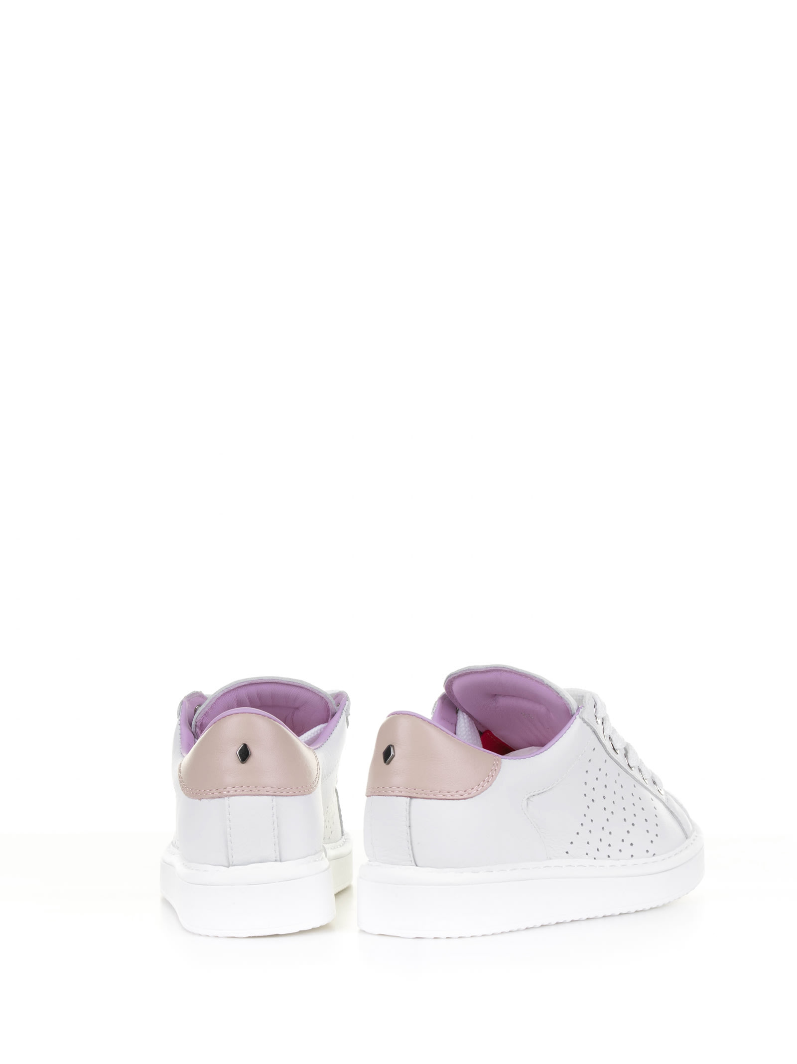 Shop Pànchic White Leather Sneaker And Pink Heel In White-powder Pink