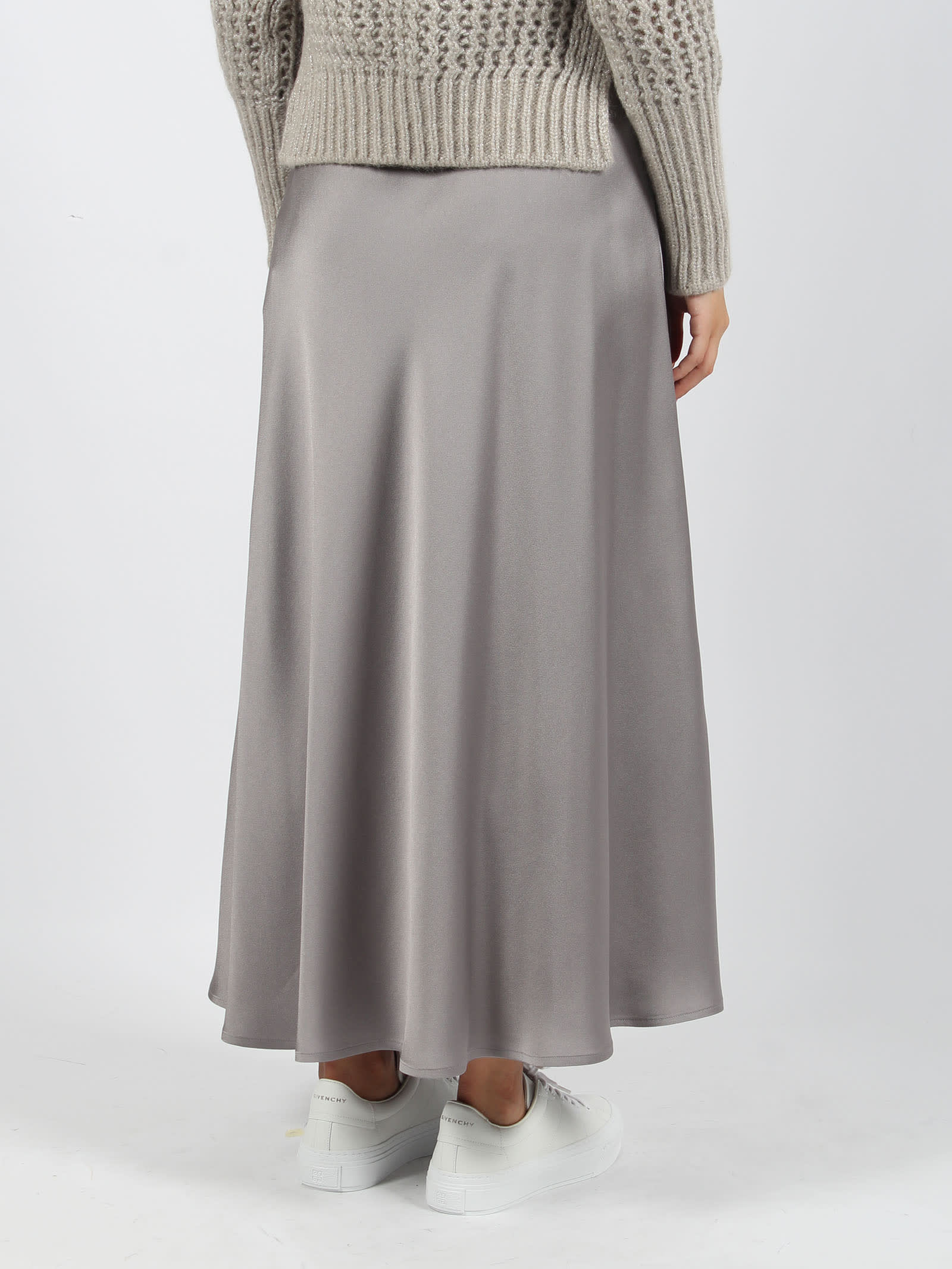 Shop Herno Satin Skirt In Grey