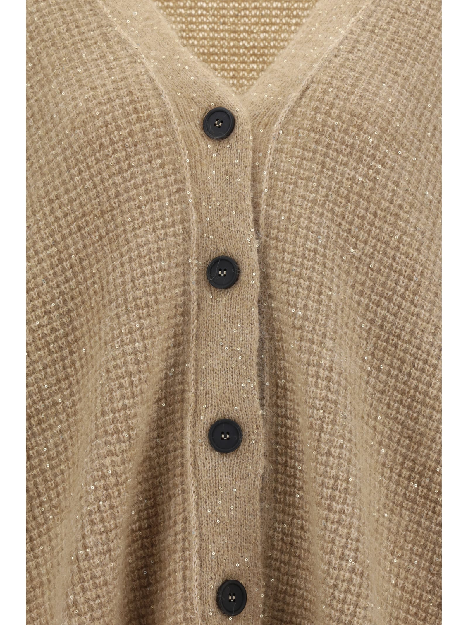 Fabiana Filippi Over Cardigan With Micro Sequins In Cammello