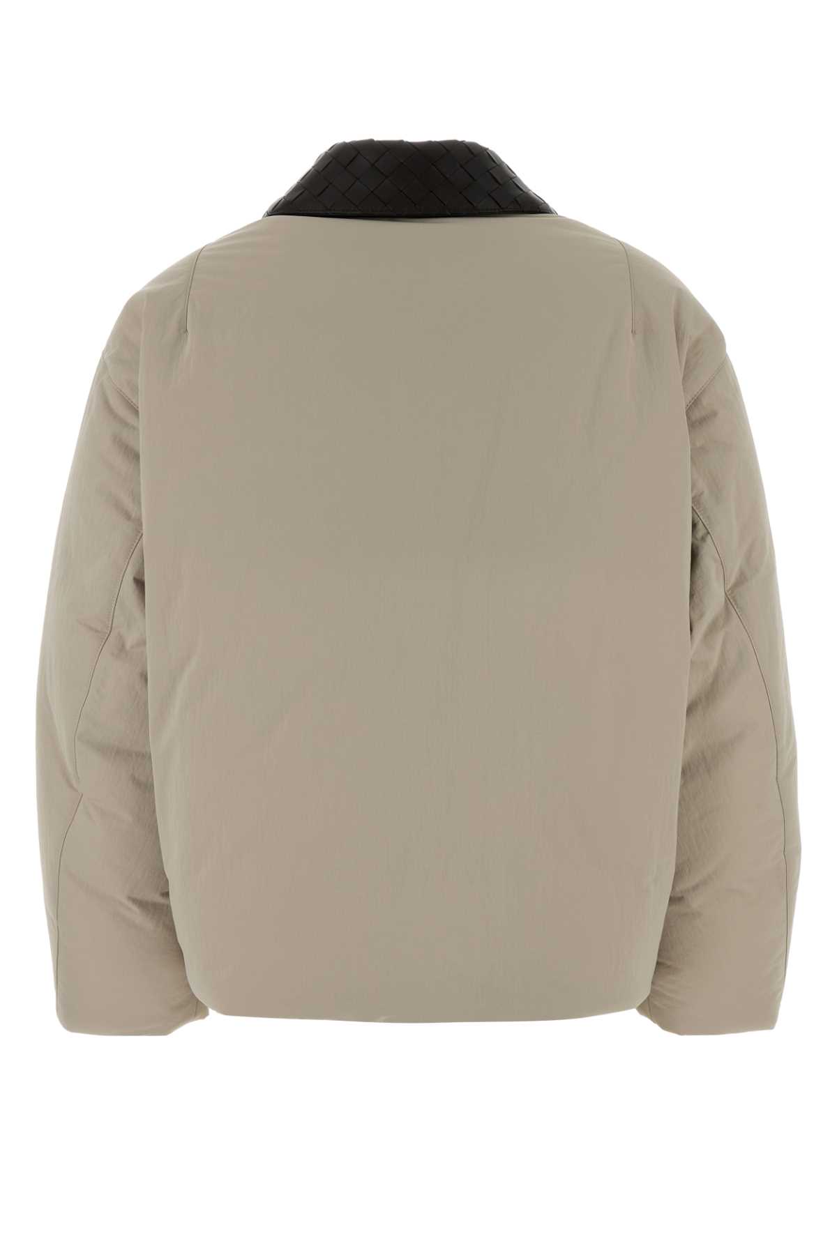 Bottega Veneta Sand Nylon Down Jacket In Gray