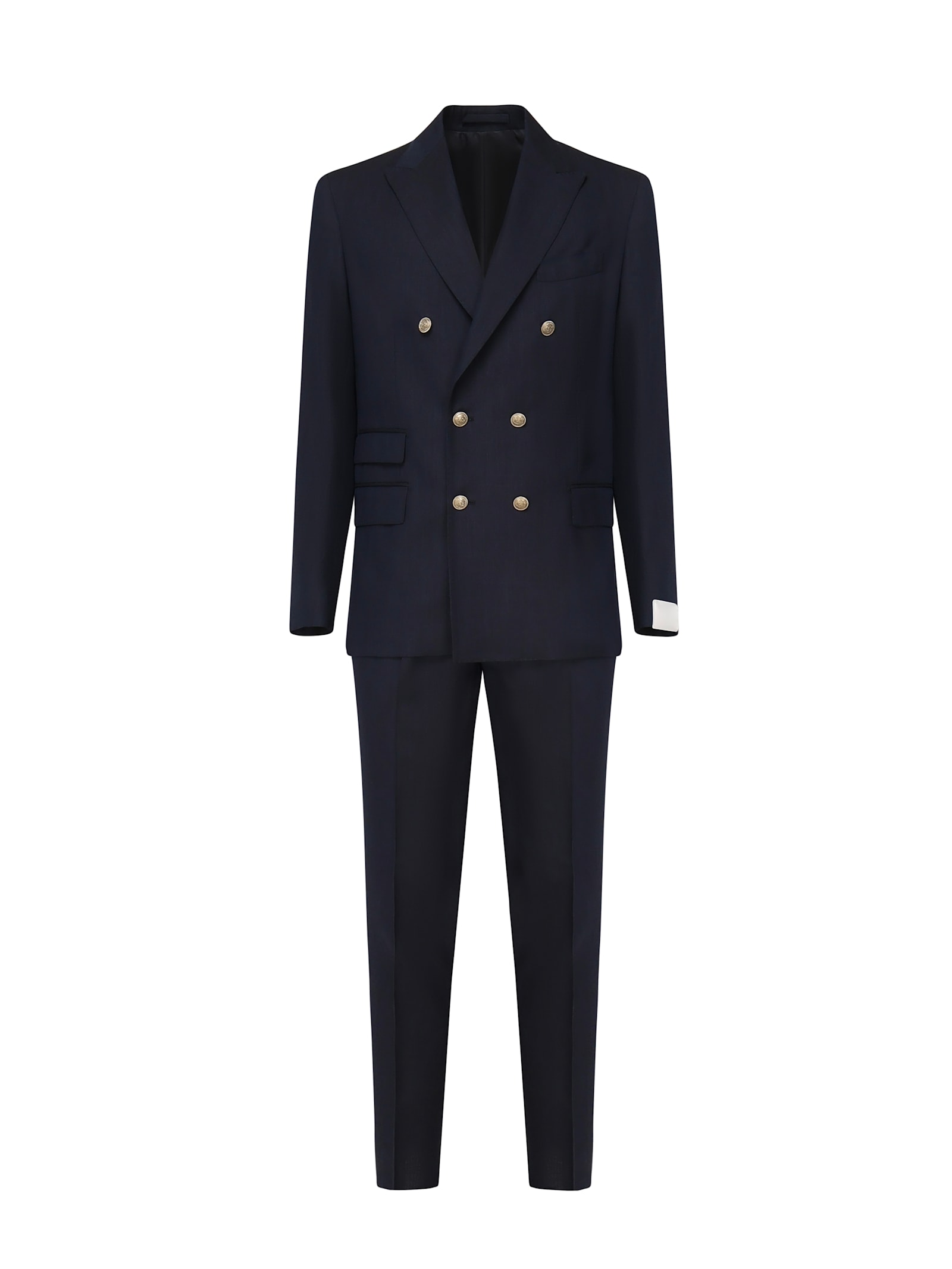 Eleventy Blue Double-breasted Suit With Peak Revers And Jewel Buttons In Wool Stretch Man