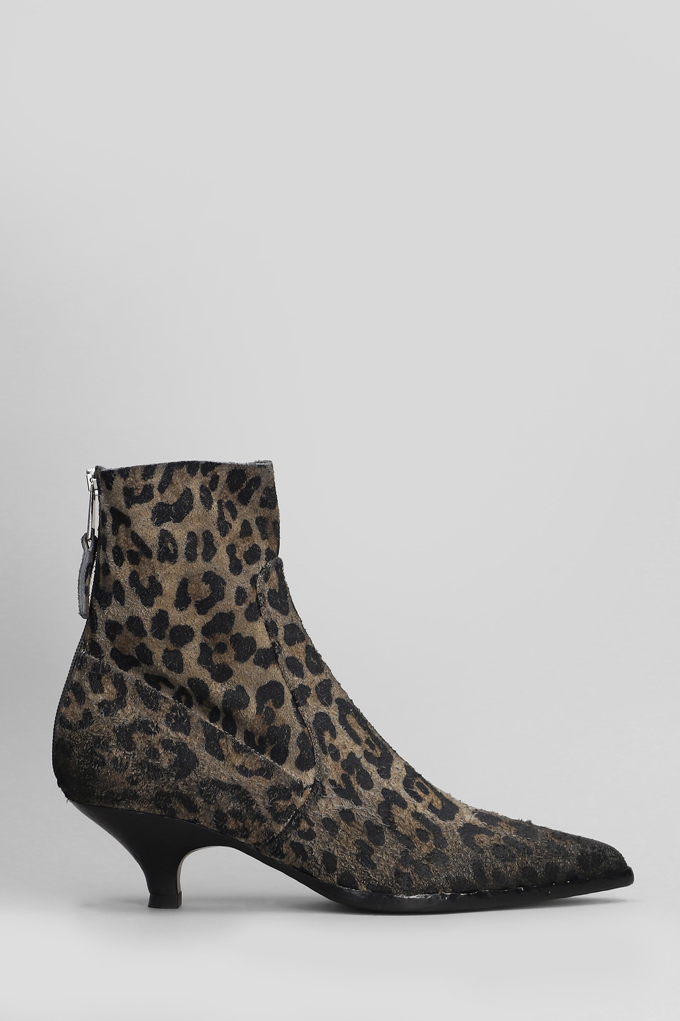 High Heels Ankle Boots In Animalier Suede