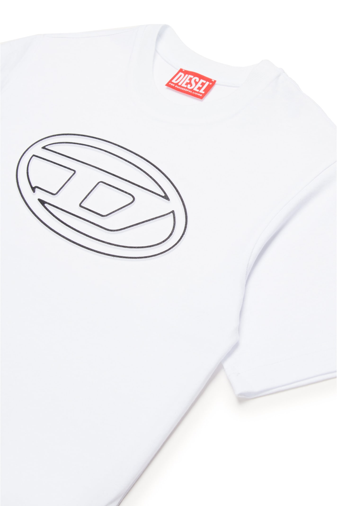 Shop Diesel Tjustbigoval Over T-shirt  Oval D Branded T-shirt In Bianco