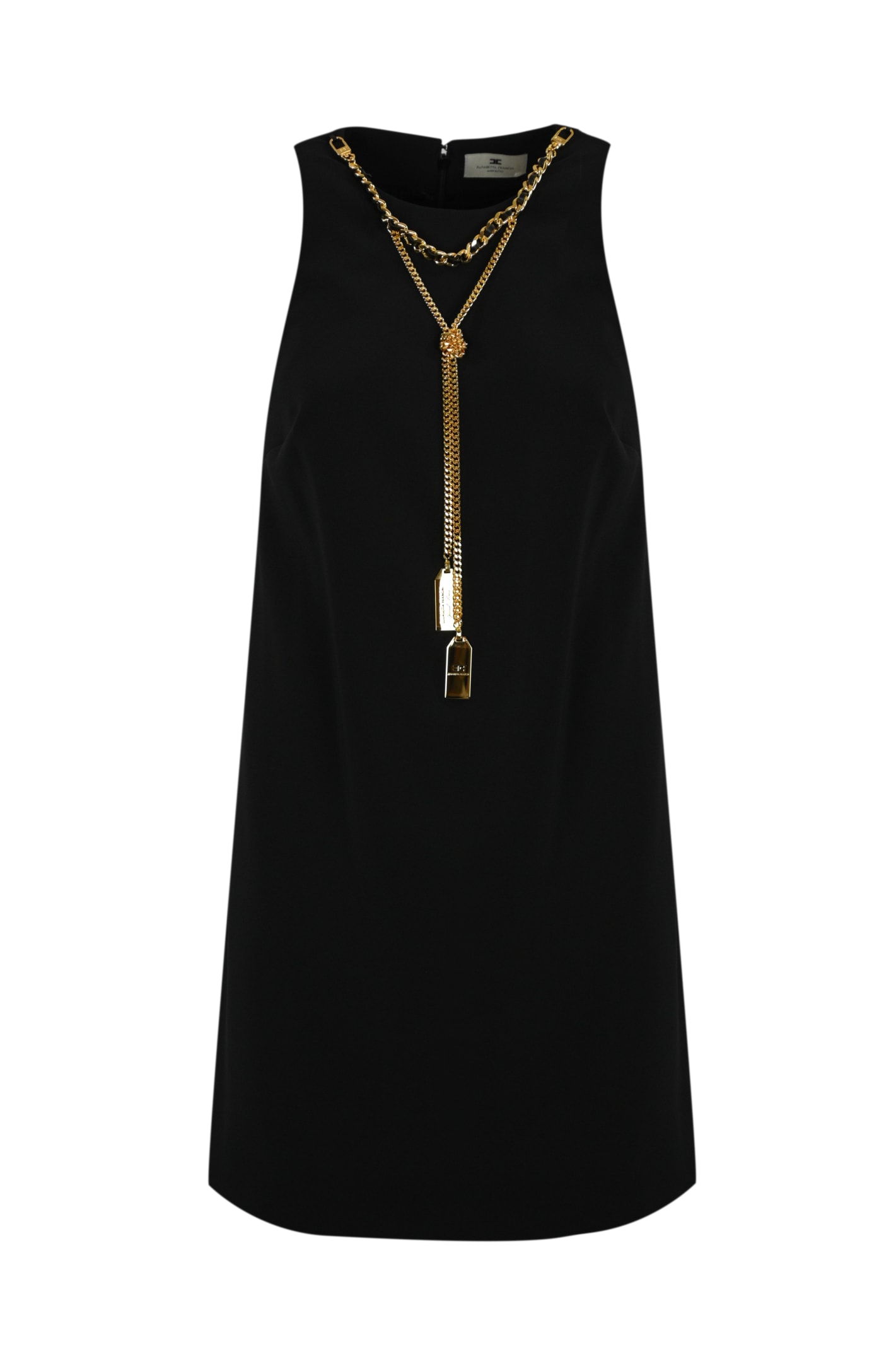 Shop Elisabetta Franchi Dress With Crepe Necklace In Nero