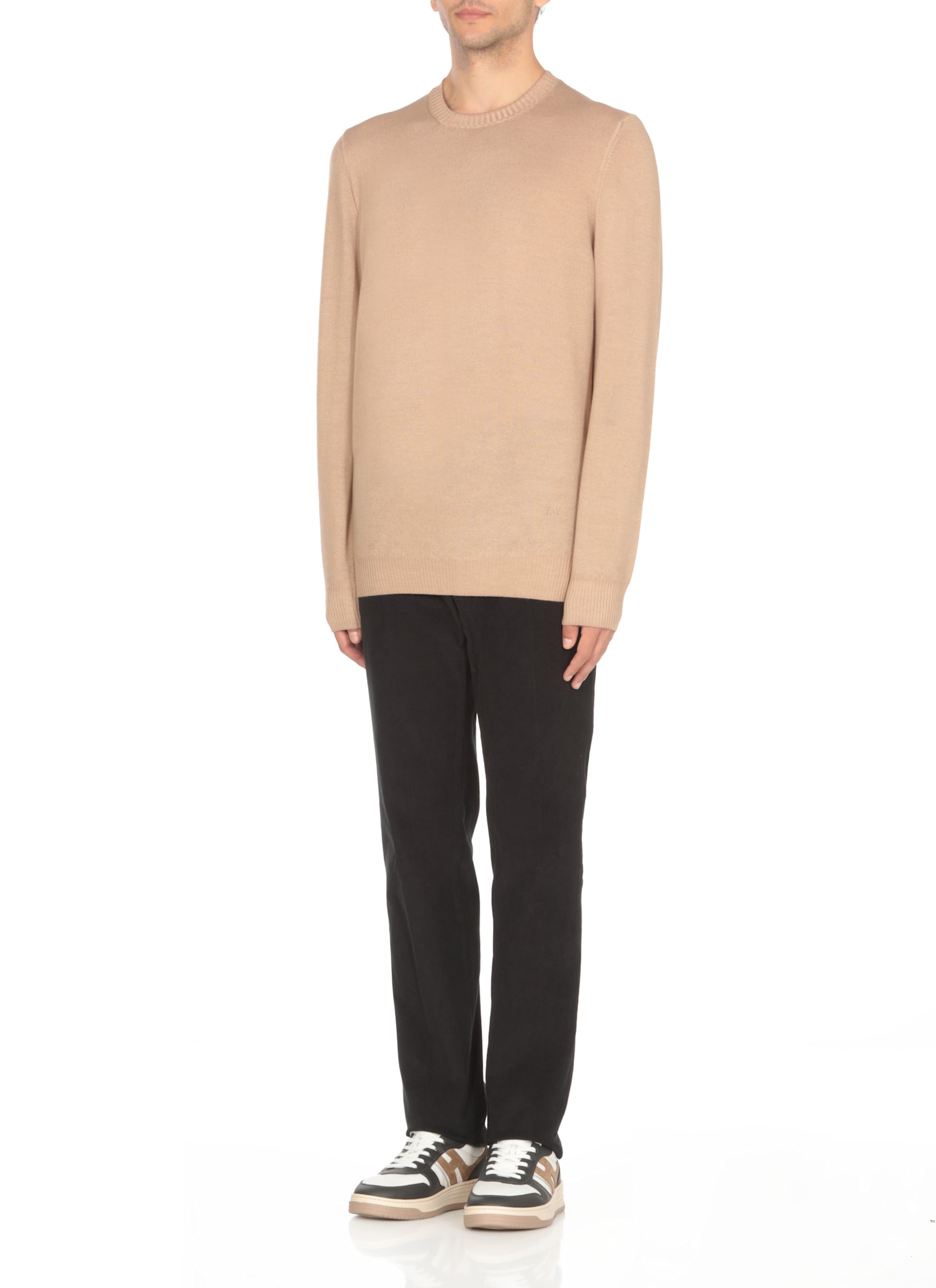 Fay Virgin Wool Sweater In Beige