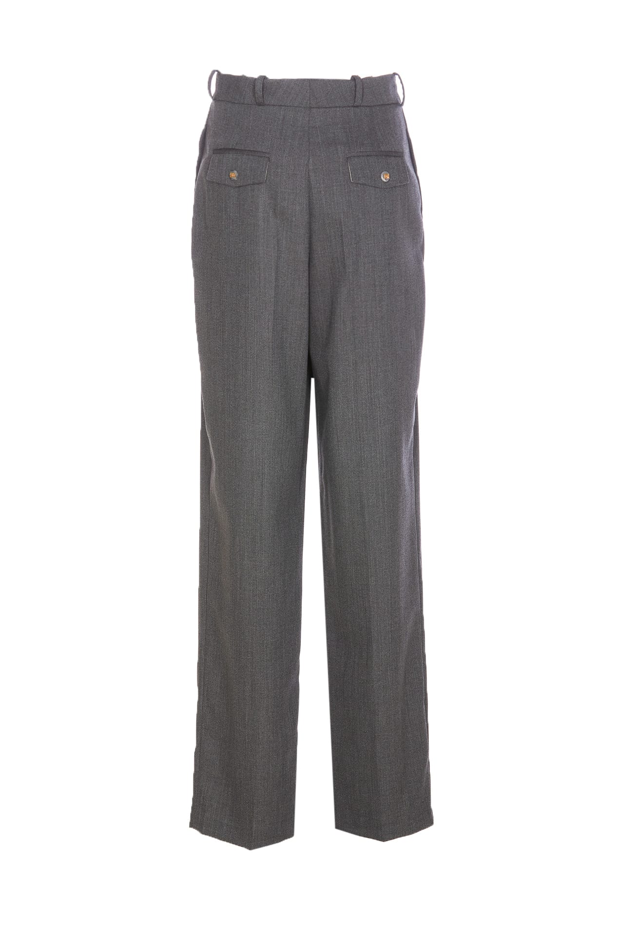 Shop Elisabetta Franchi Wide Leg Trousers With Double Pinces In Grey