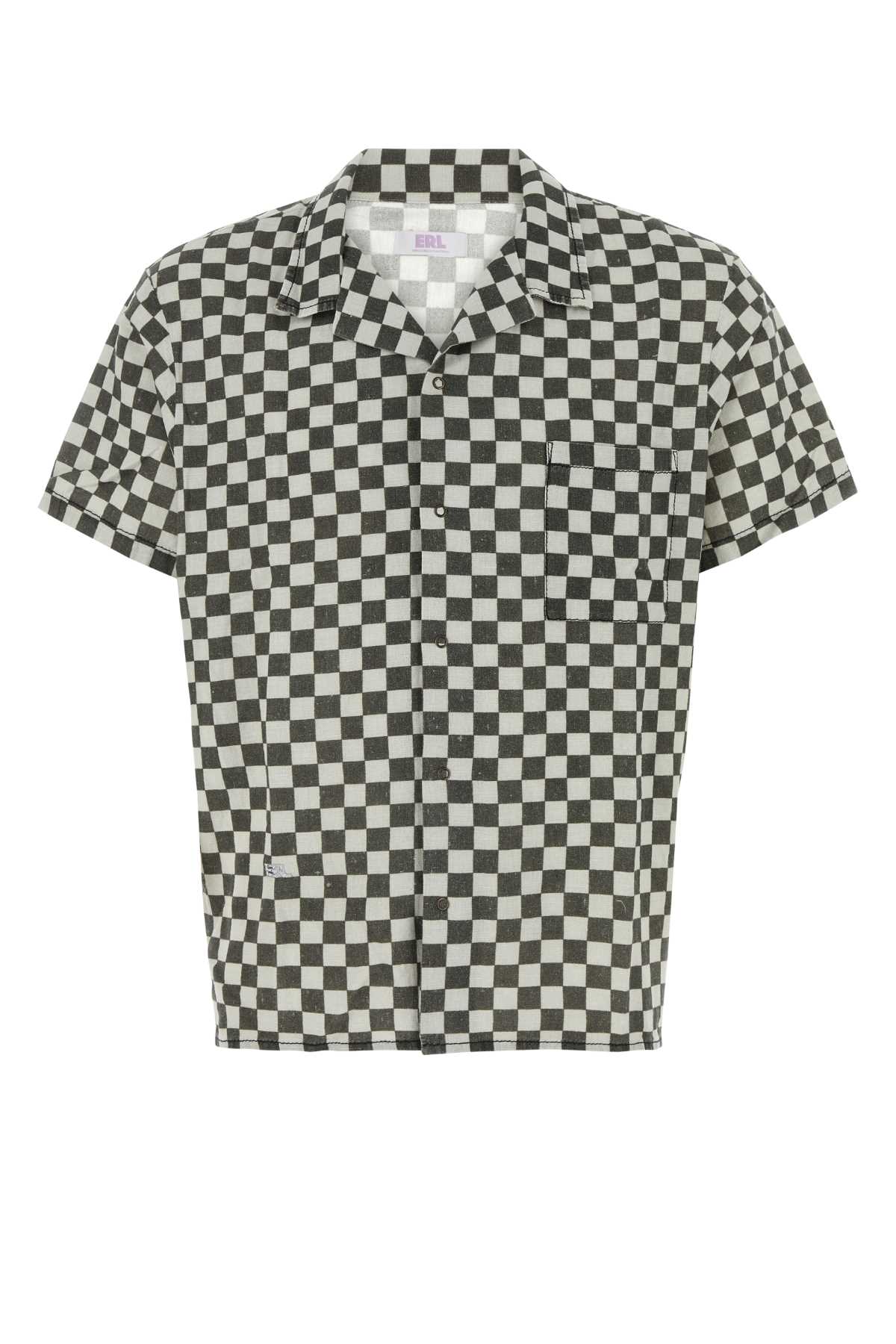 Shop Erl Printed Cotton And Linen Shirt In Checker