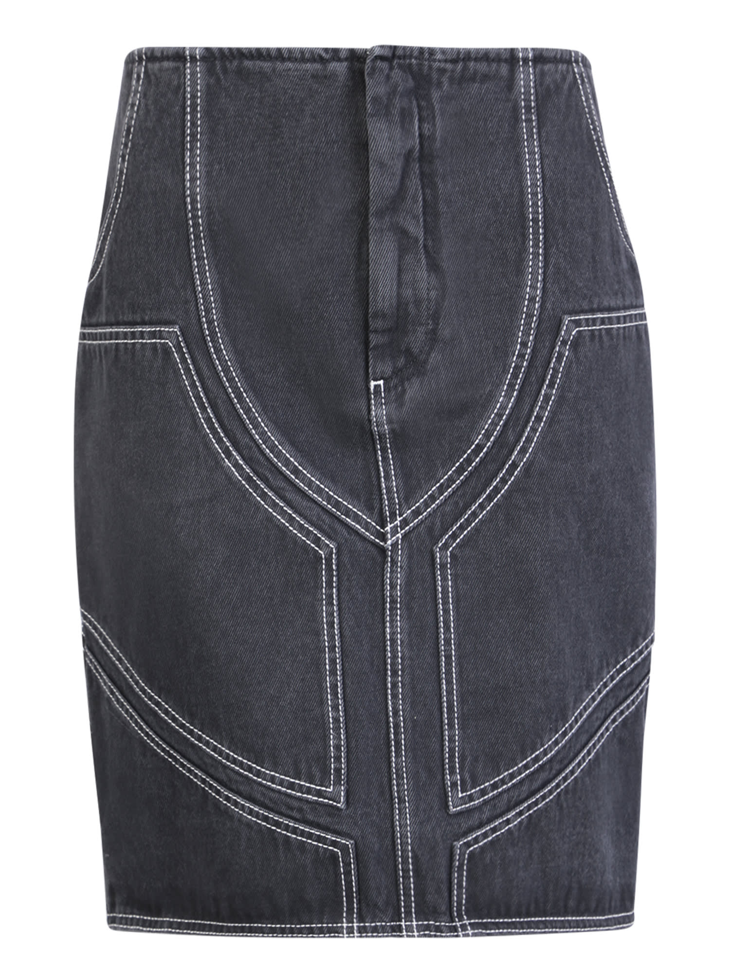 Shop Off-white Denim Midi Skirt In Black
