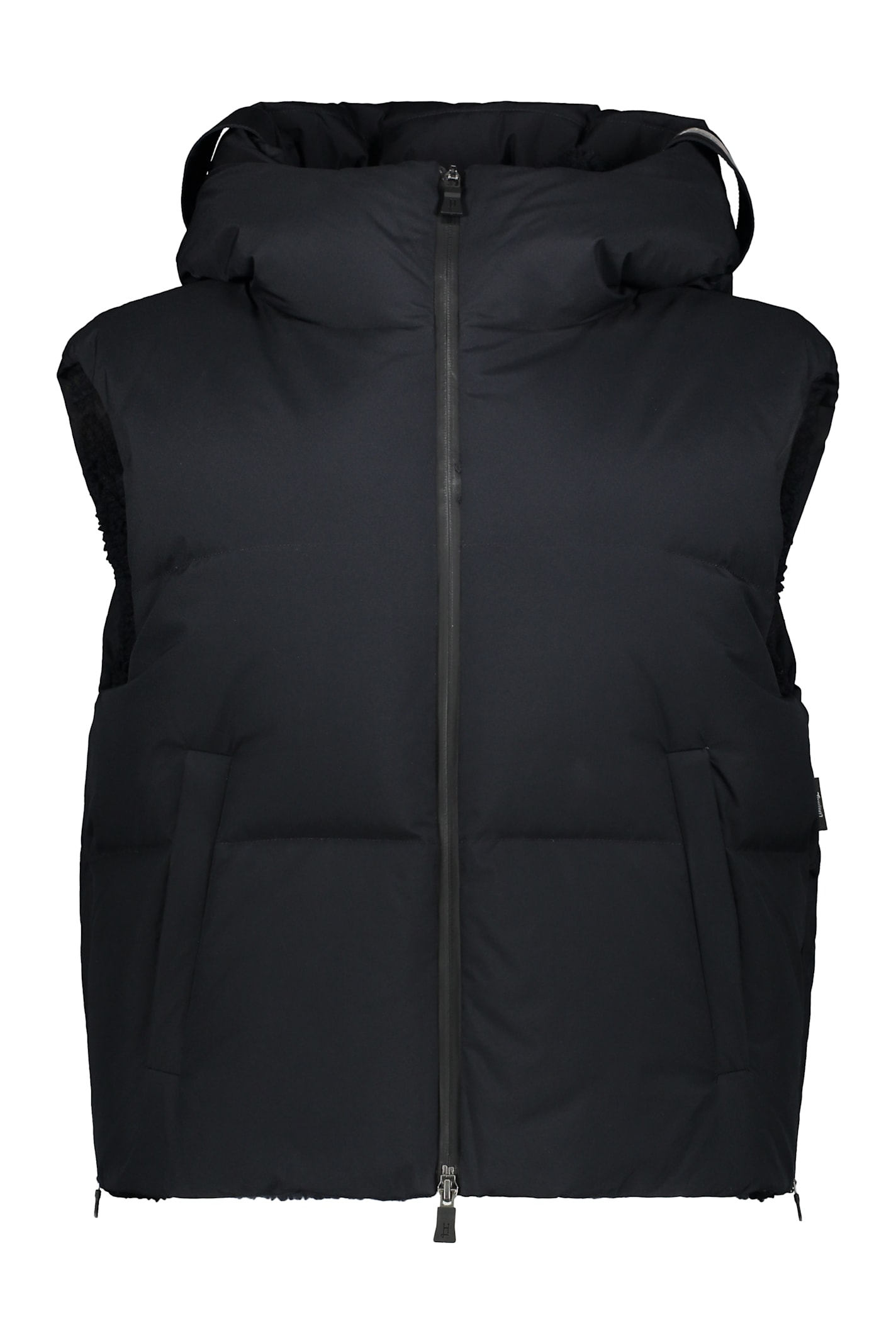 Herno Elegant Black Sleeveless Hoodie In Black