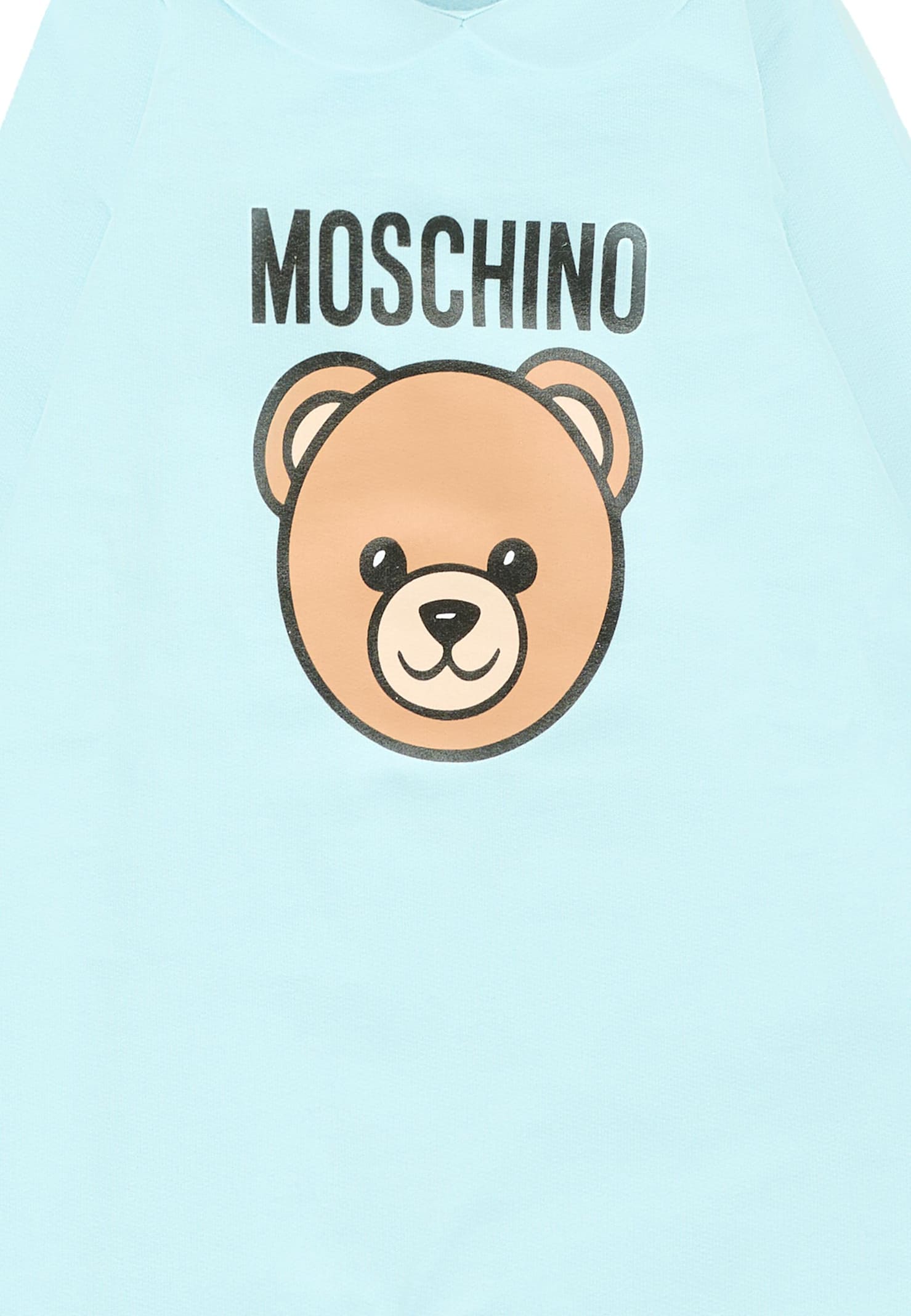 Moschino Light Blue Romper For Baby Boy With Teddy Bear And Logo In Blue