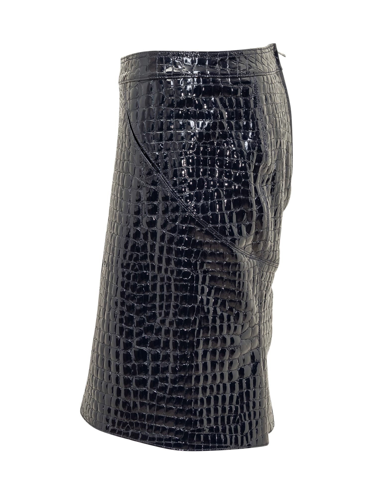 Shop Tom Ford Crocodile-embossed Leather Skirt In Deep Blue