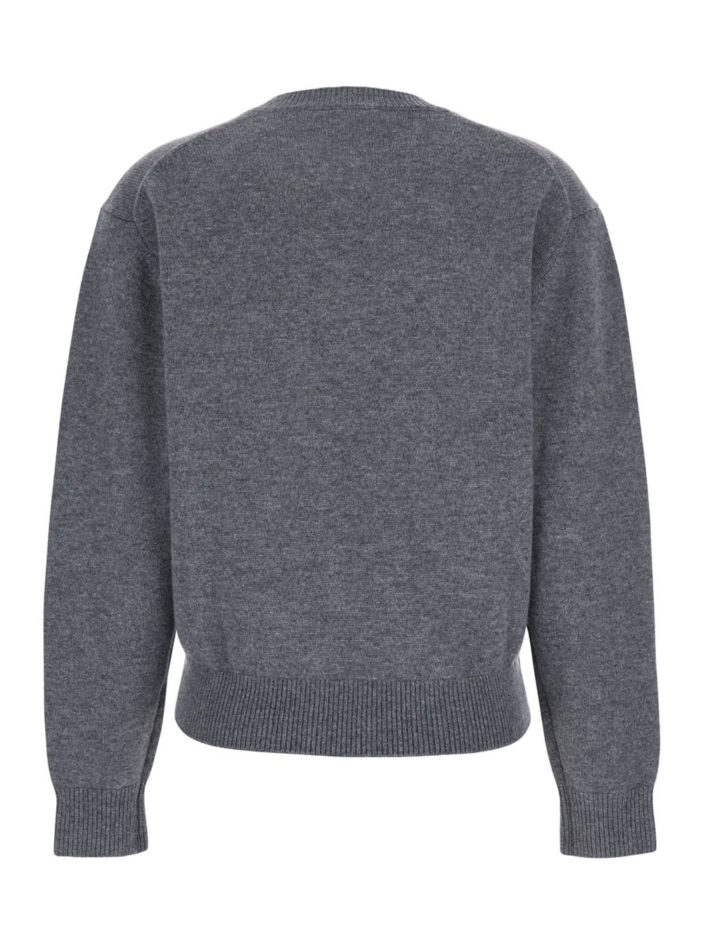 Dunst Grey Crewneck Sweater With Ribbed Trims In Cashmere Woman In Gray