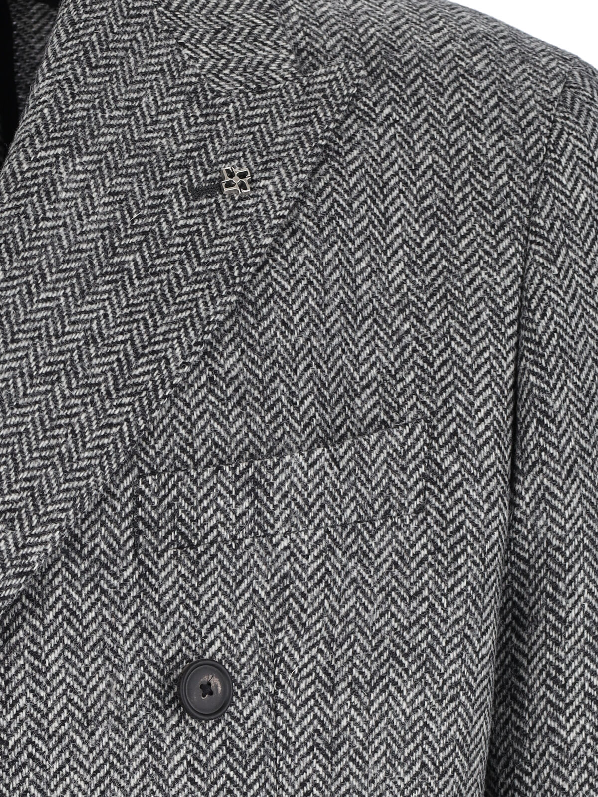 Tagliatore Tailored Double-breasted Herringbone Blazer In Black