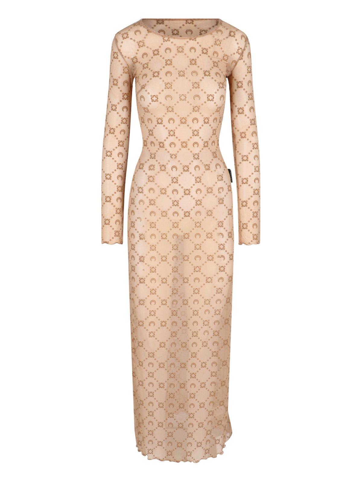 オールインワン・サロペット Marine Serre Floor-Length Beige Dress With Scalloped Hemline Marine Serre Floor-Length Beige Dress With Scalloped Hemline