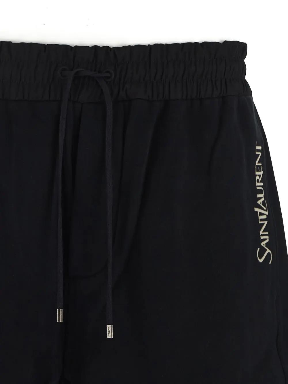 Shop Saint Laurent Fleece Bermuda Shorts In Nero Naturale