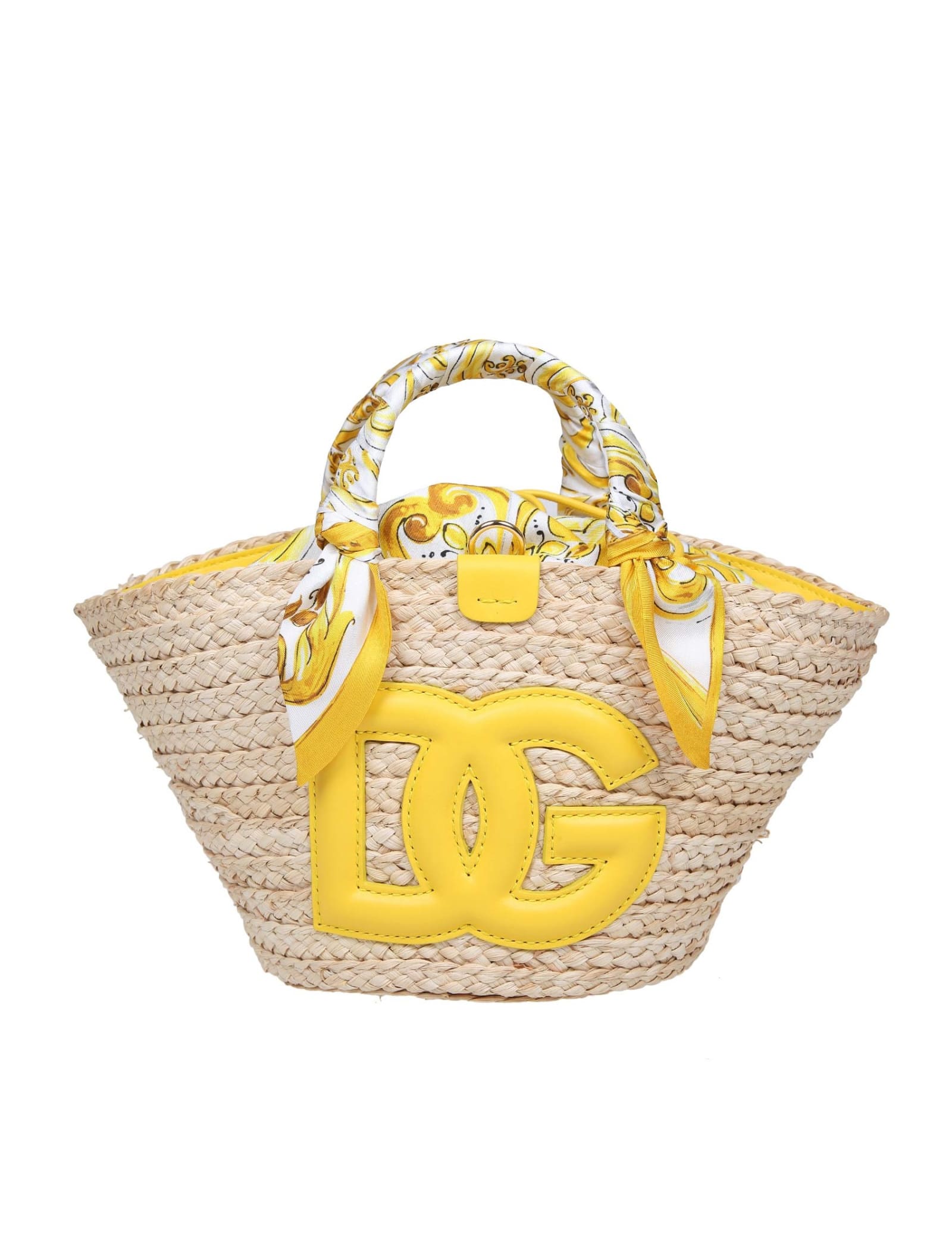 Shop Dolce & Gabbana Kendra Hand Bag In Yellow Straw