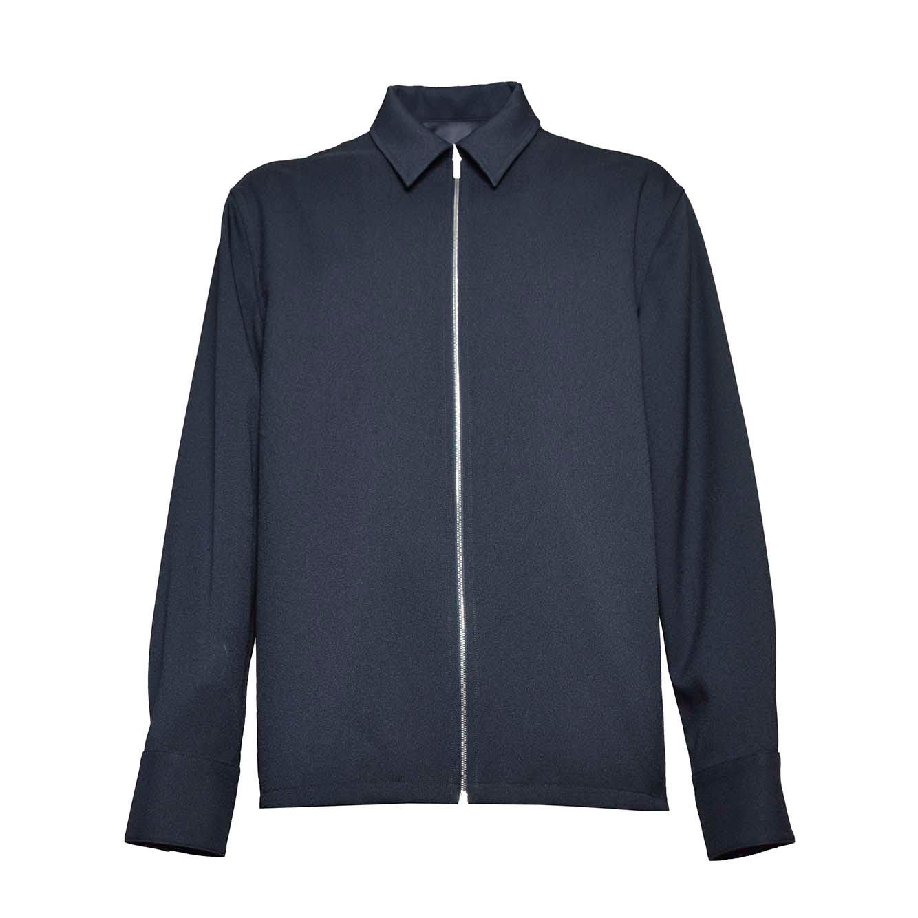 Shop Jil Sander Long-sleeved Gabardine Shirt In Blu Notte