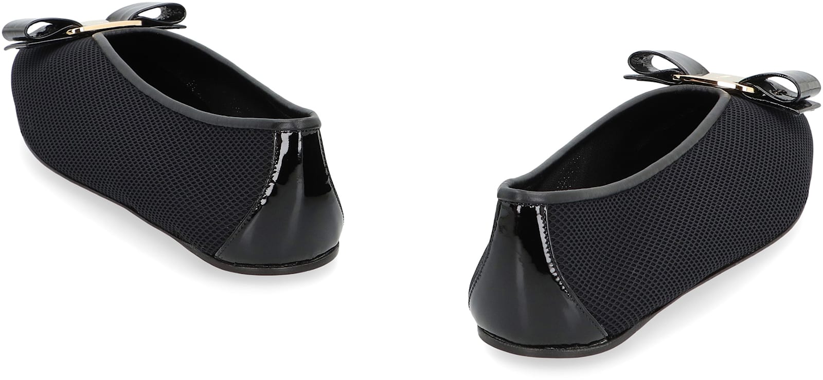 Ferragamo Vanna V Ballerinas In Velvet In Black