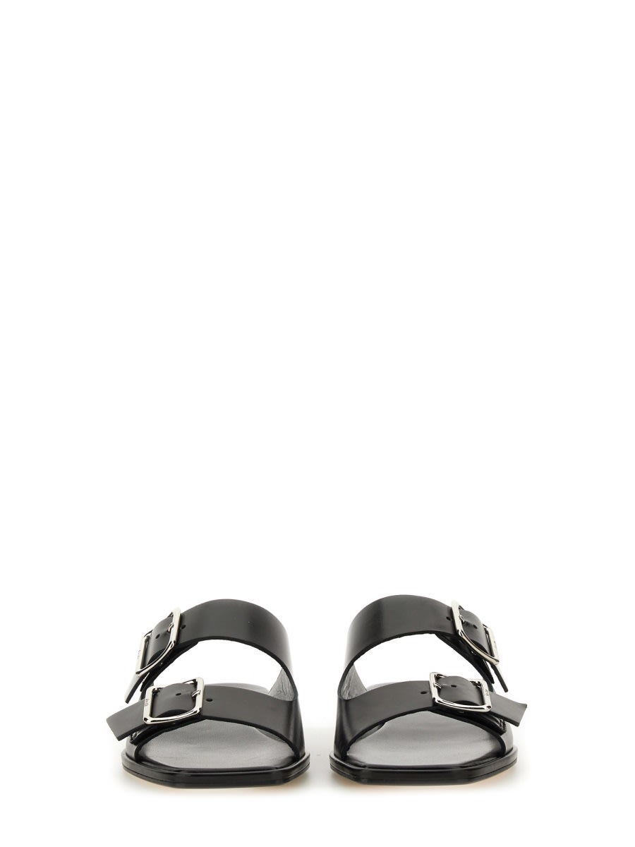 Aeyde Tonya Leather Double Strap Sandals In Black